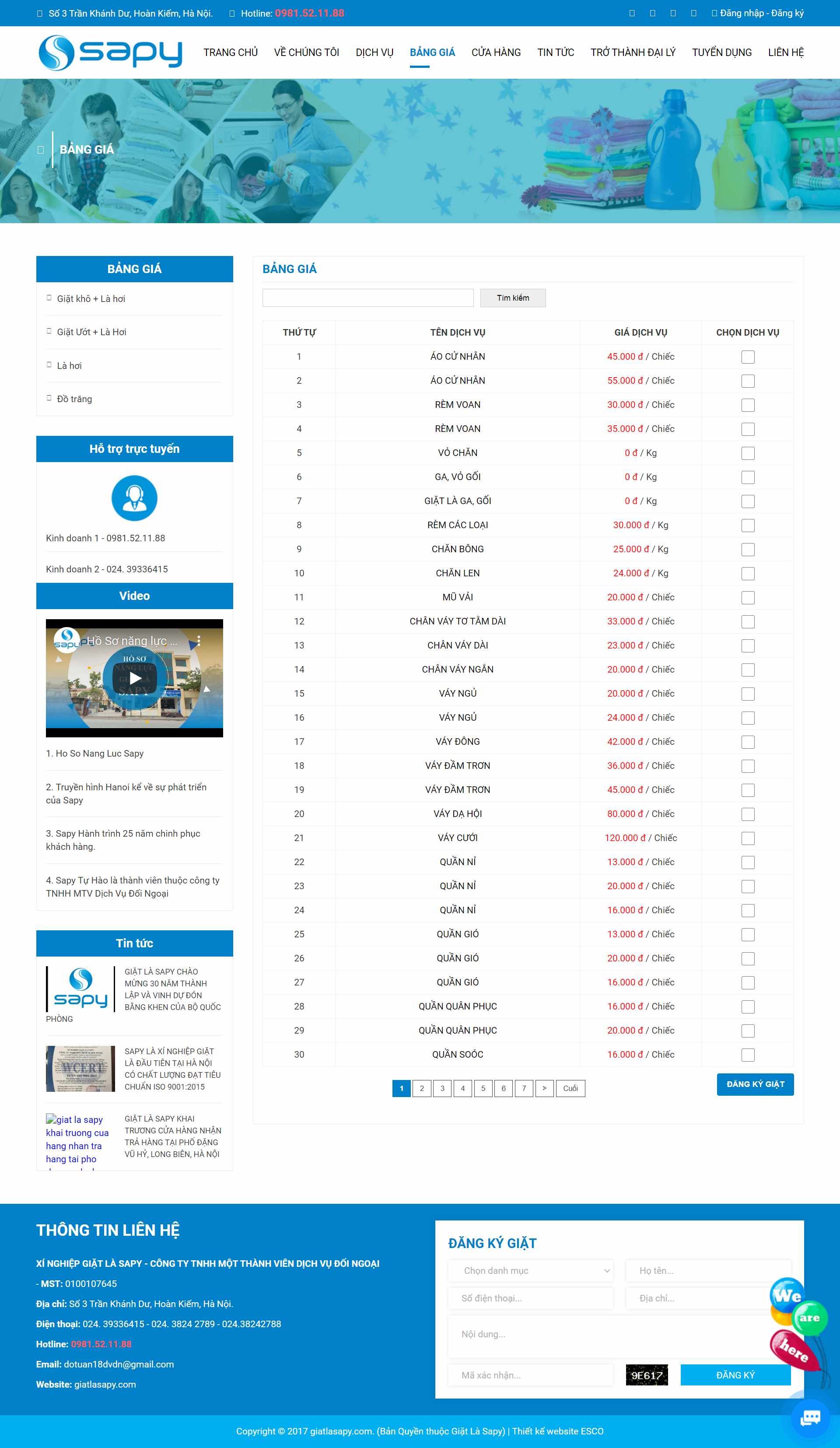 Thiết kế Website Web giặt là công nghiệp - giatlasapycom