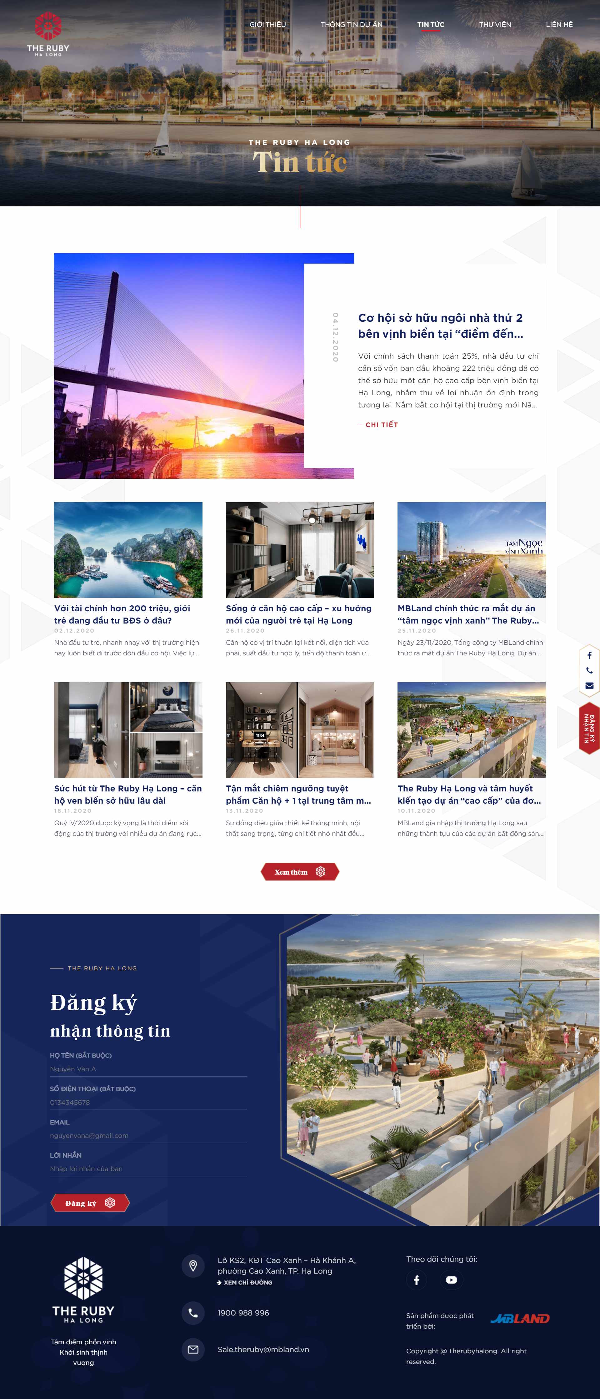 Thiết kế Website Web web bất động sản web nhà đất - therubyhalongcomvn