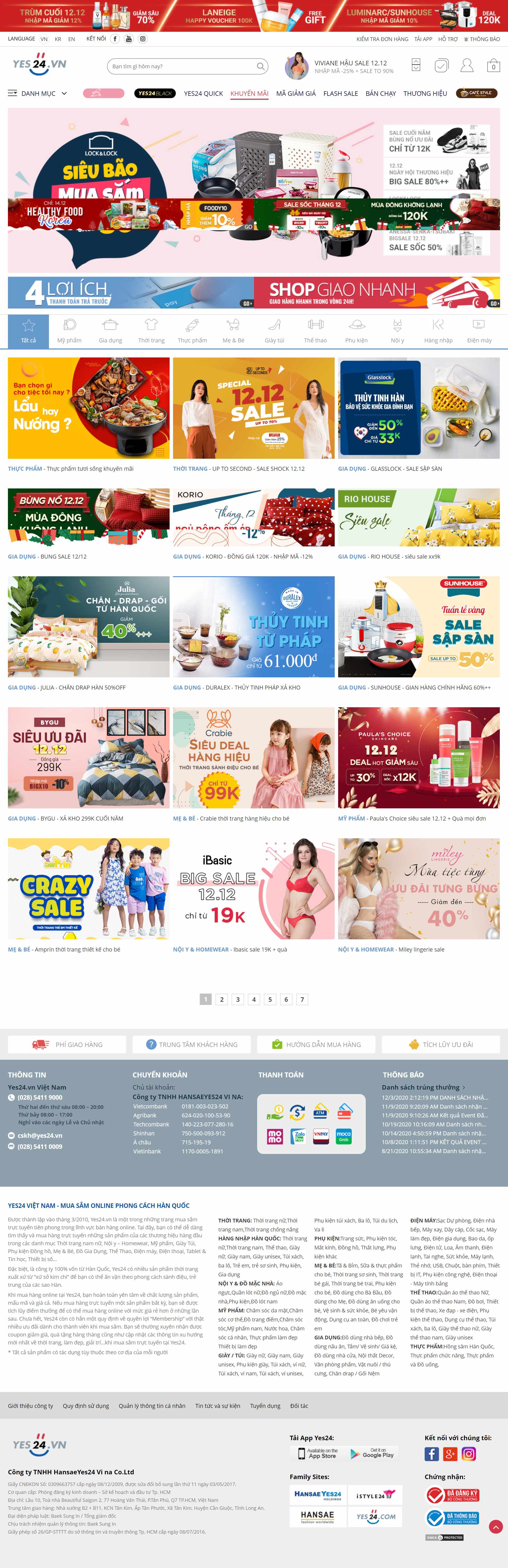 Thiết kế Website Web bán hàng trực tuyến - wwwyes24vn