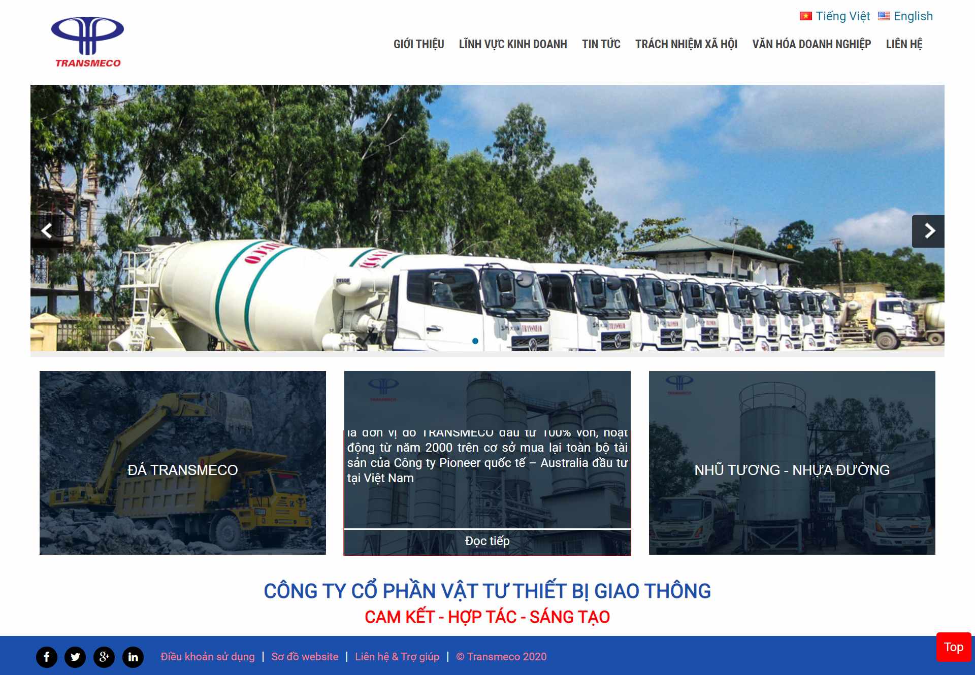 Thiết kế Website Web vật tư giao thông - transmecocomvn