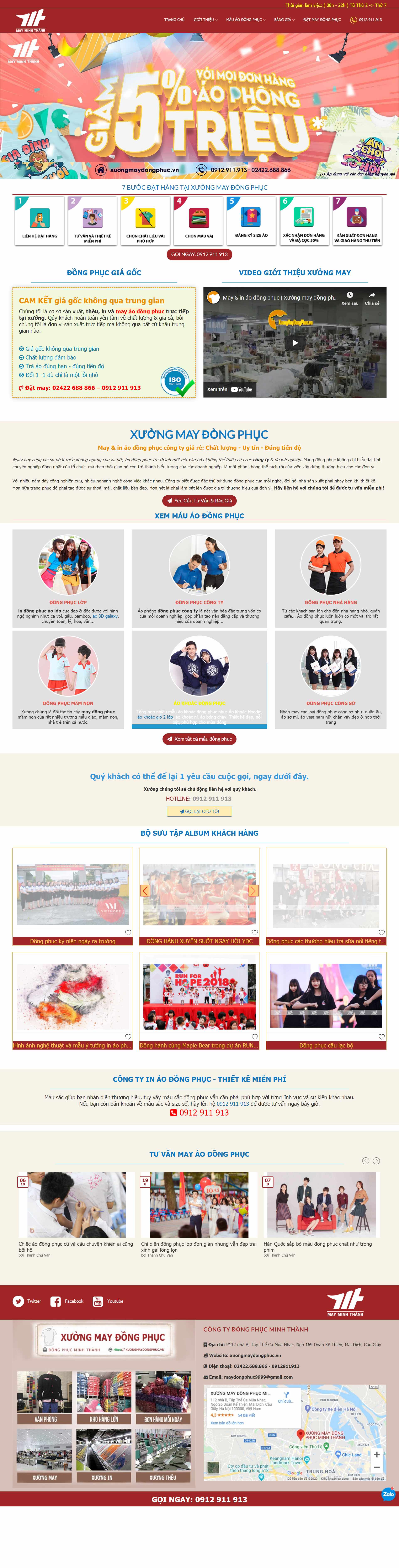 Thiết kế Website Web xưởng may đồng phục - xuongmaydongphucvn