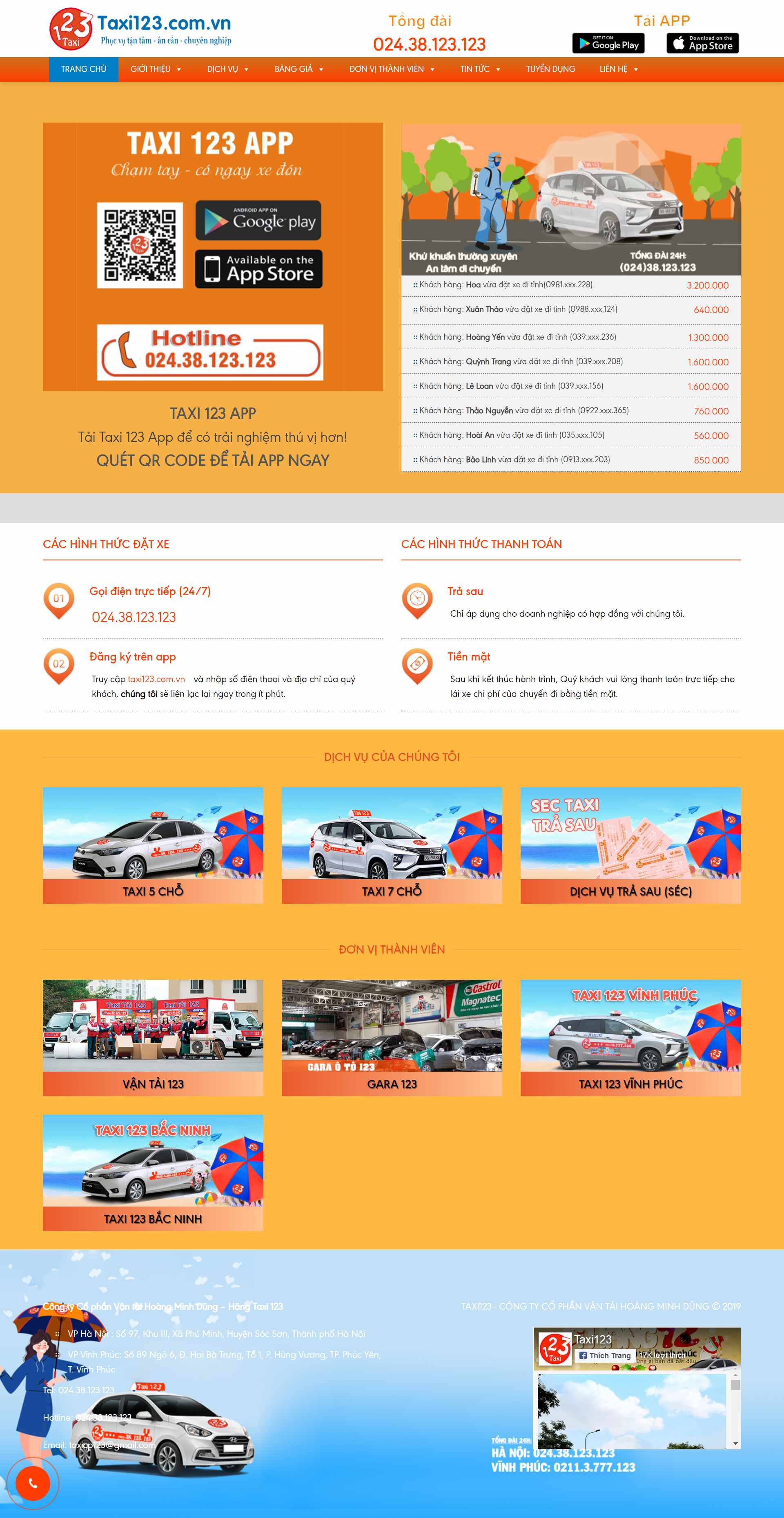 Thiết kế Website Web hãng taxi - taxi123comvn