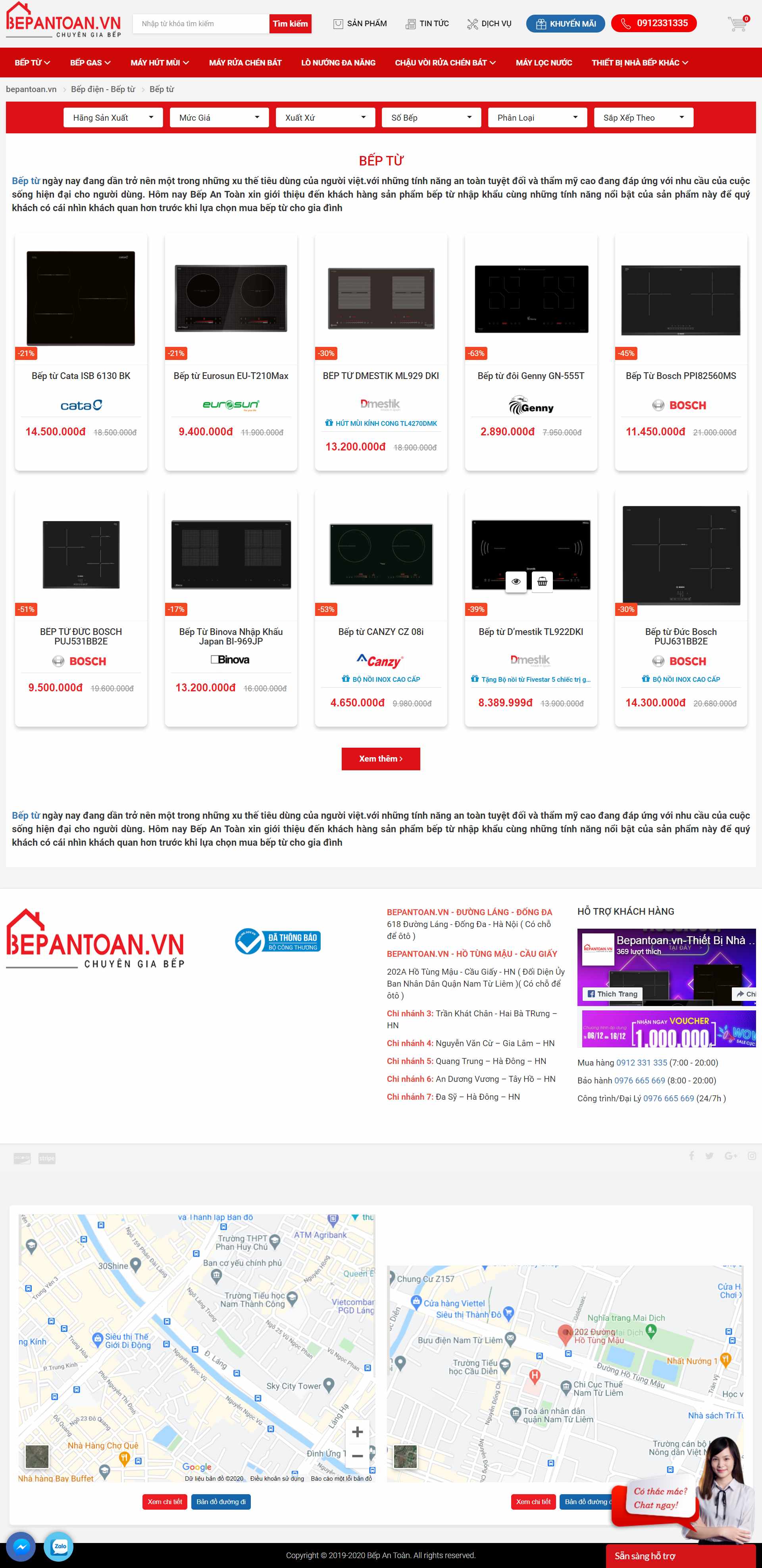 Thiết kế Website Web bán bếp từ đẹp - bepantoanvn