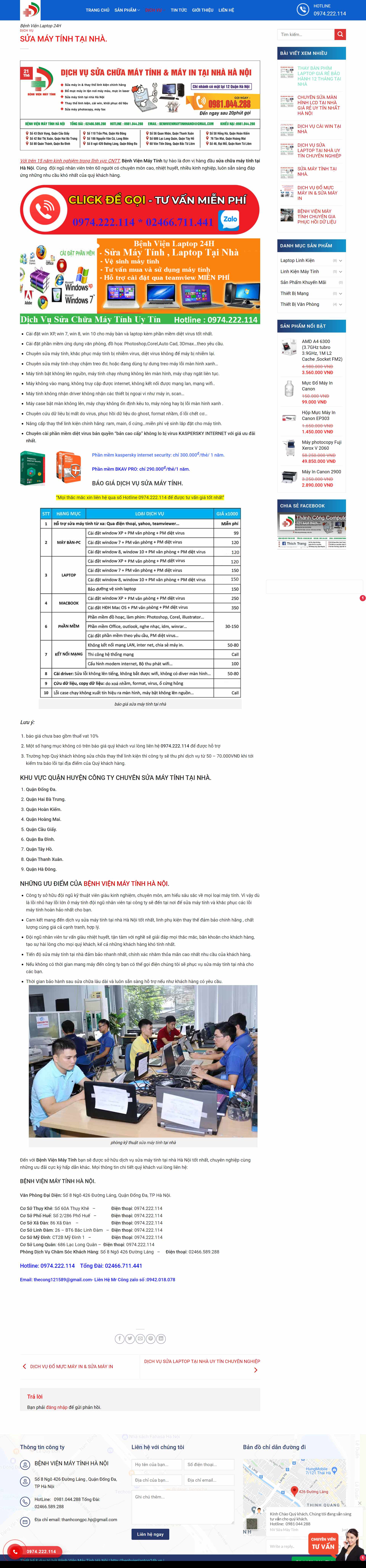 Thiết kế Website web sửa chữa laptop - benhvienlaptop24hvn