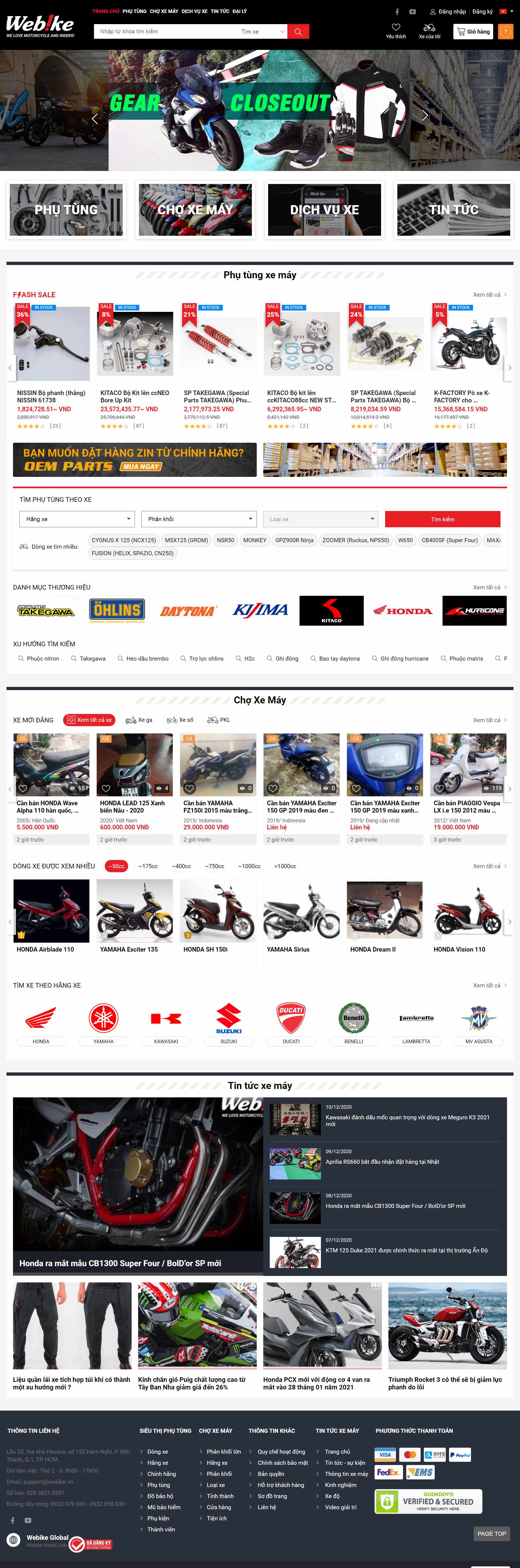 Thiết kế Website web phụ tùng xe máy - wwwwebikevn