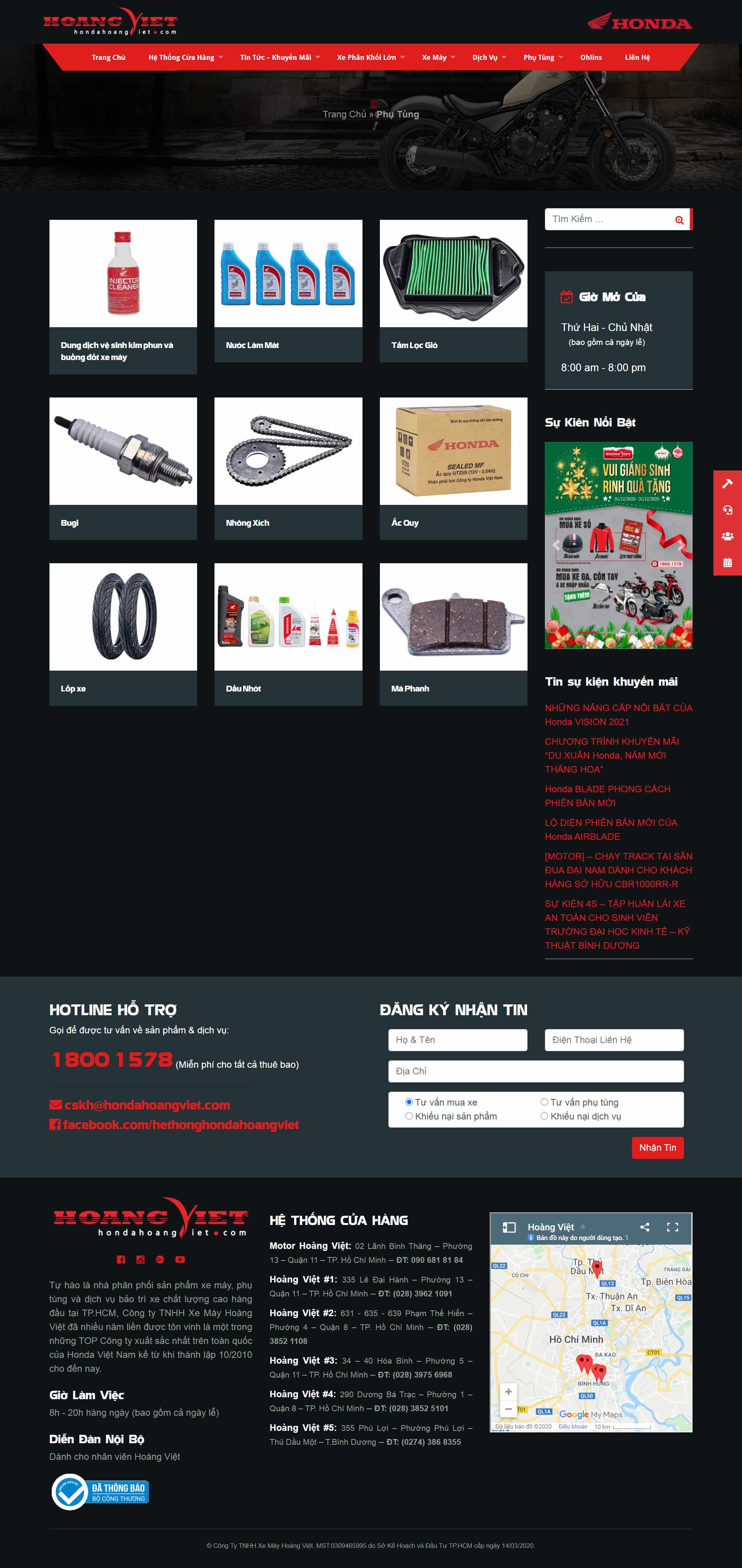 Thiết kế Website web phụ tùng xe máy - hondahoangvietcom