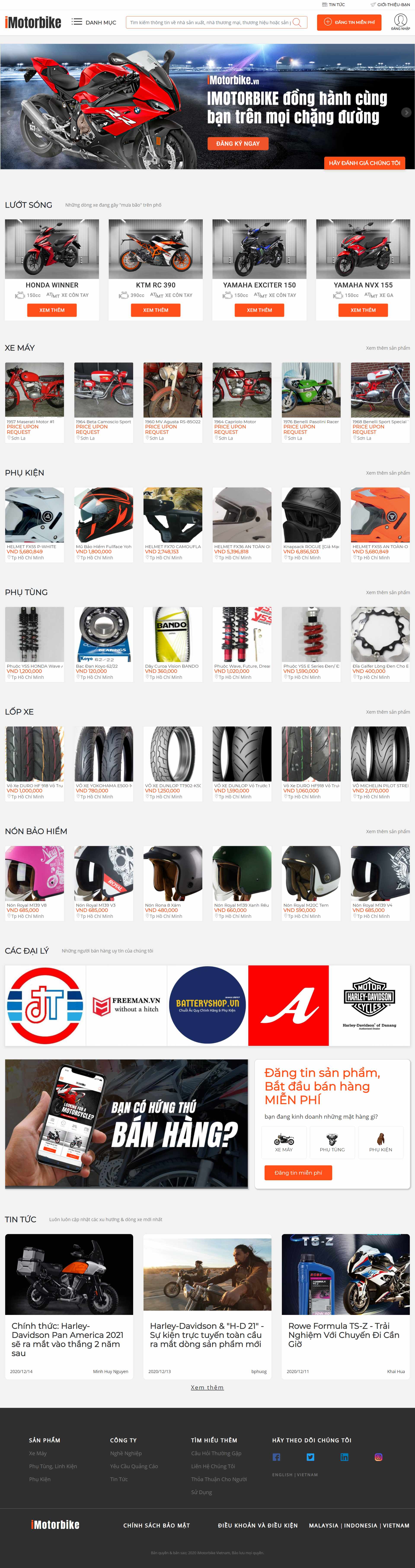 Thiết kế Website web phụ tùng xe máy - imotorbikevn