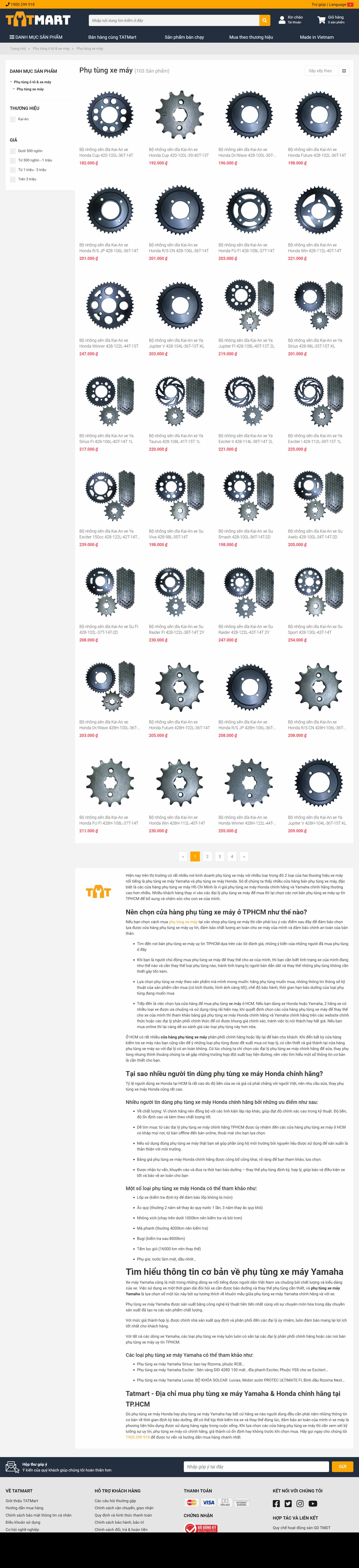 Thiết kế Website web phụ tùng xe máy - wwwtatmartcom