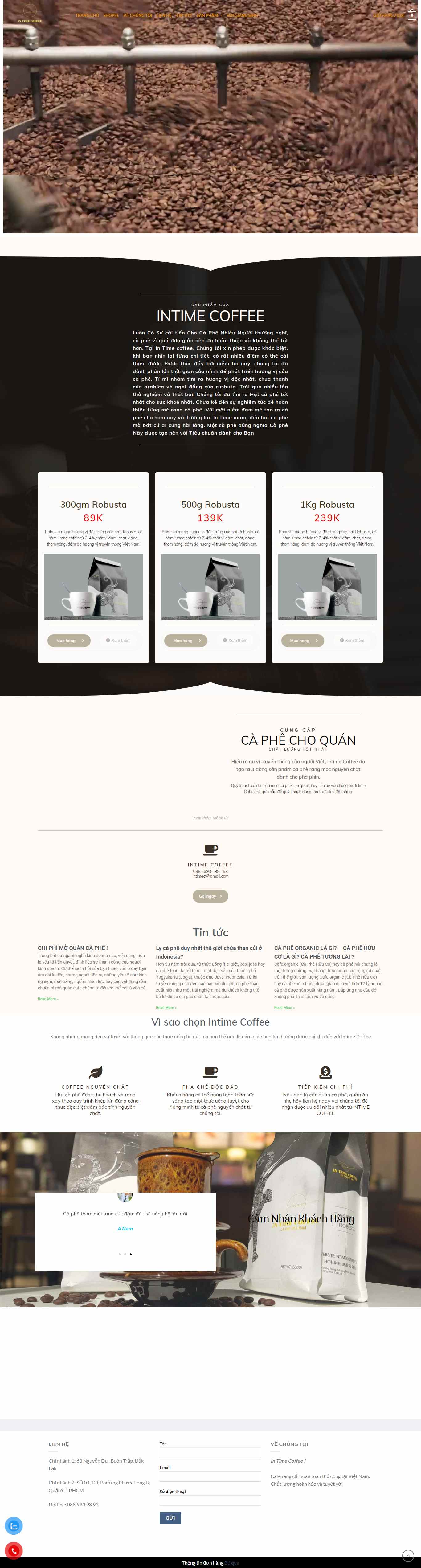 Thiết kế Website web quán coffee - intimecoffeecom