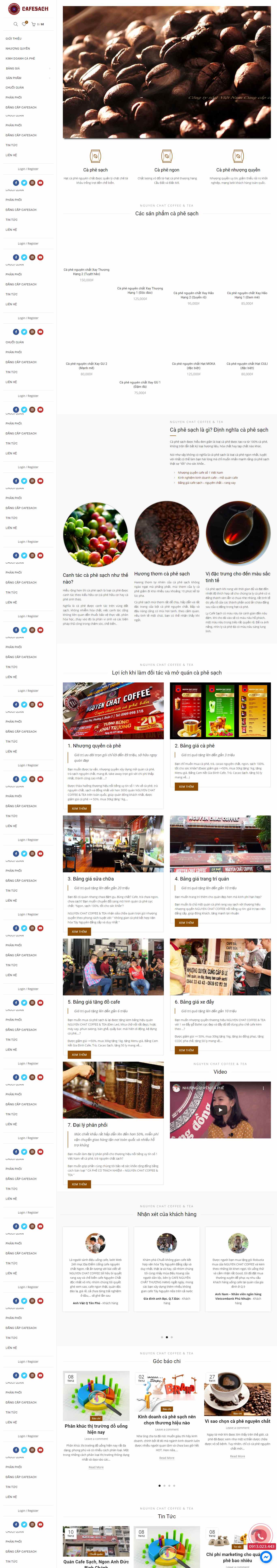 Thiết kế Website web quán coffee - cafesachcomvn