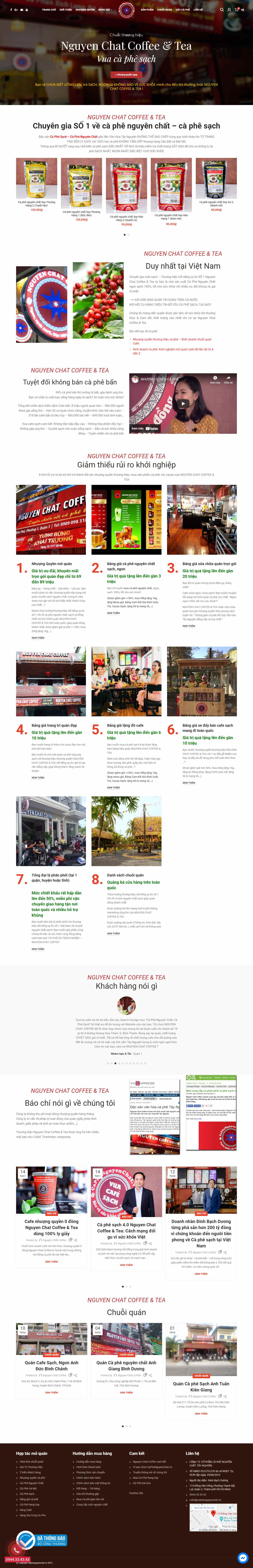 Thiết kế Website web quán coffee - caphenguyenchatvn