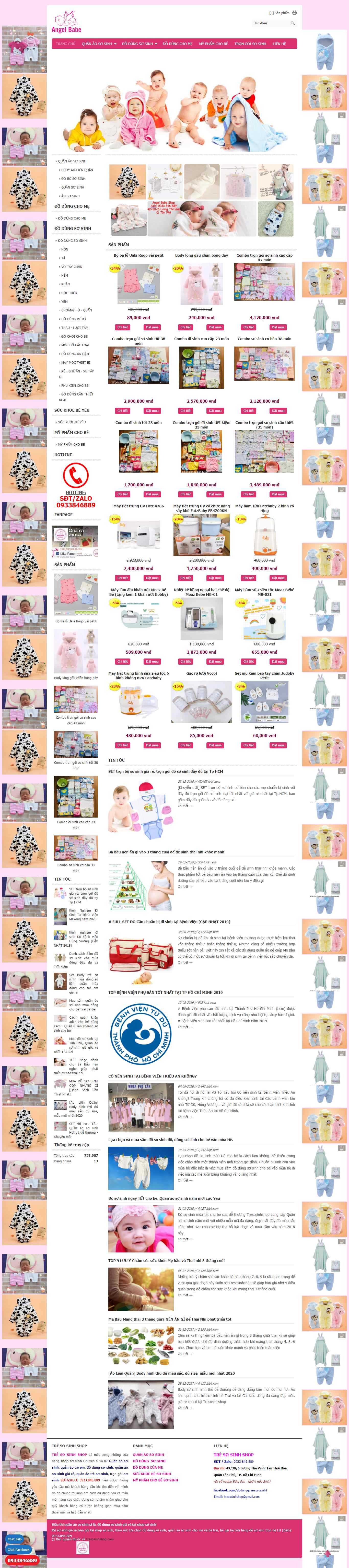 Thiết kế Website web bán đồ sơ sinh - tresosinhshopcom