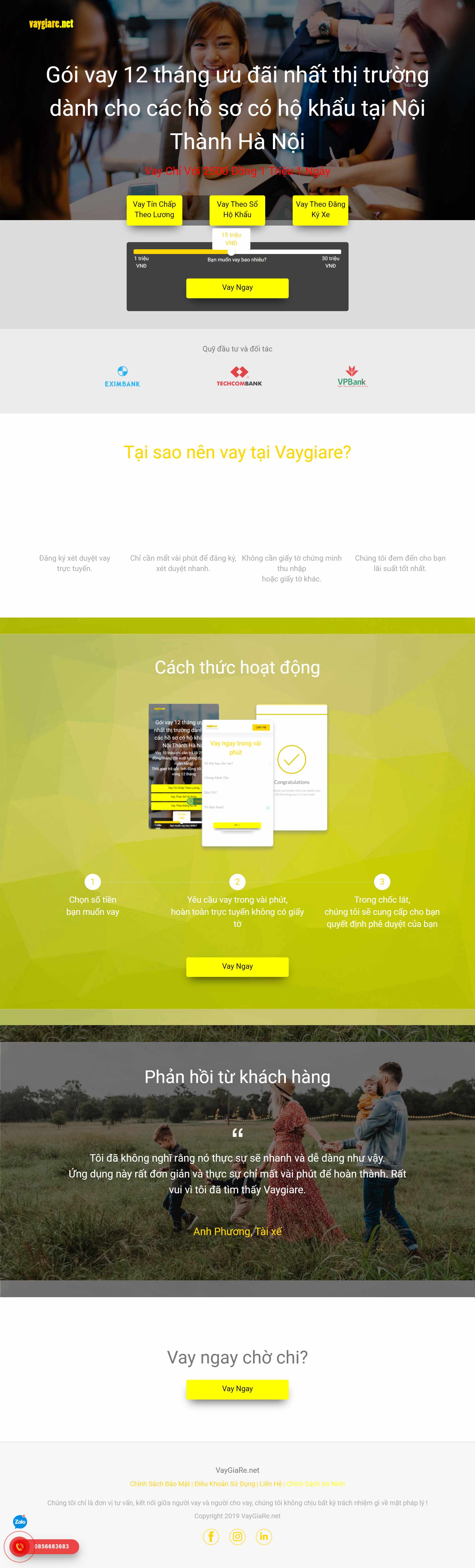 Thiết kế Website Web tài chính cho vay - vaygiarenet