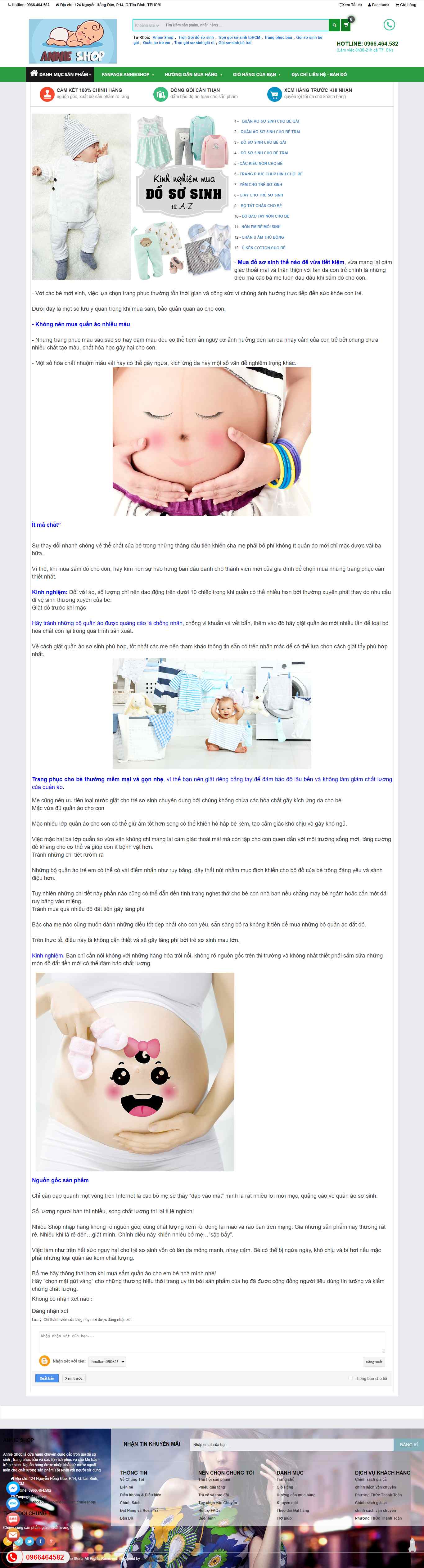 Thiết kế Website web bán đồ sơ sinh - wwwannieshopnet