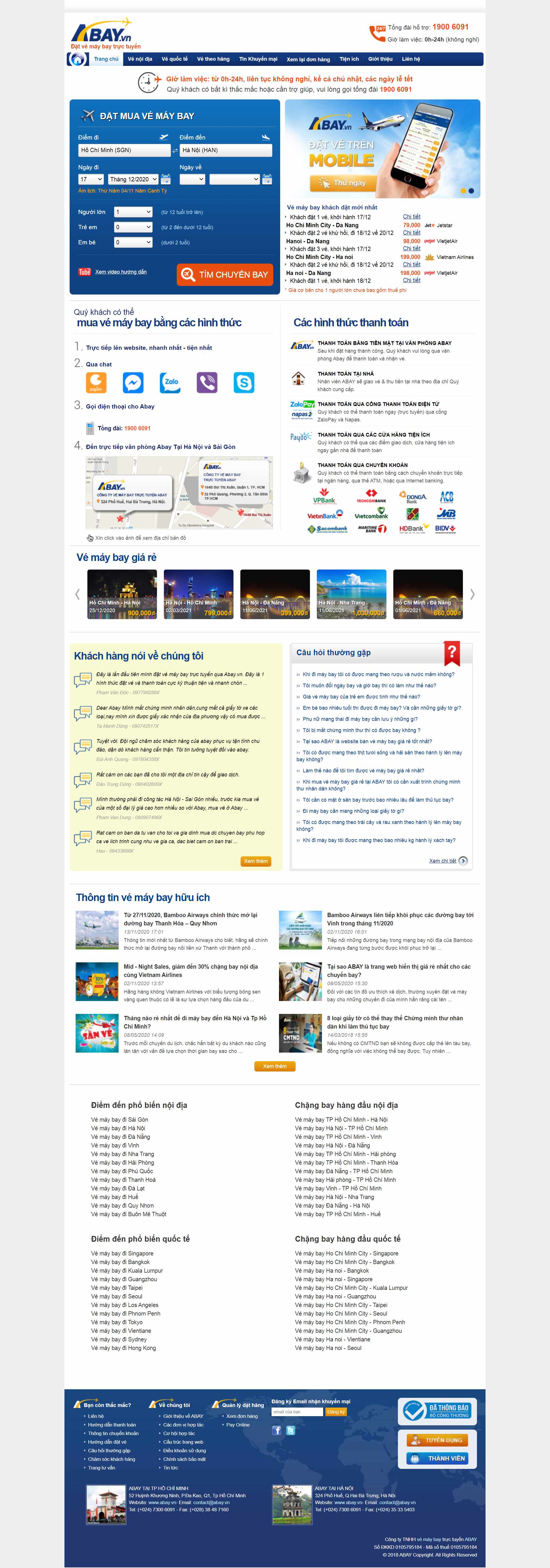 Thiết kế Website Web vé máy bay Travel - wwwabayvn