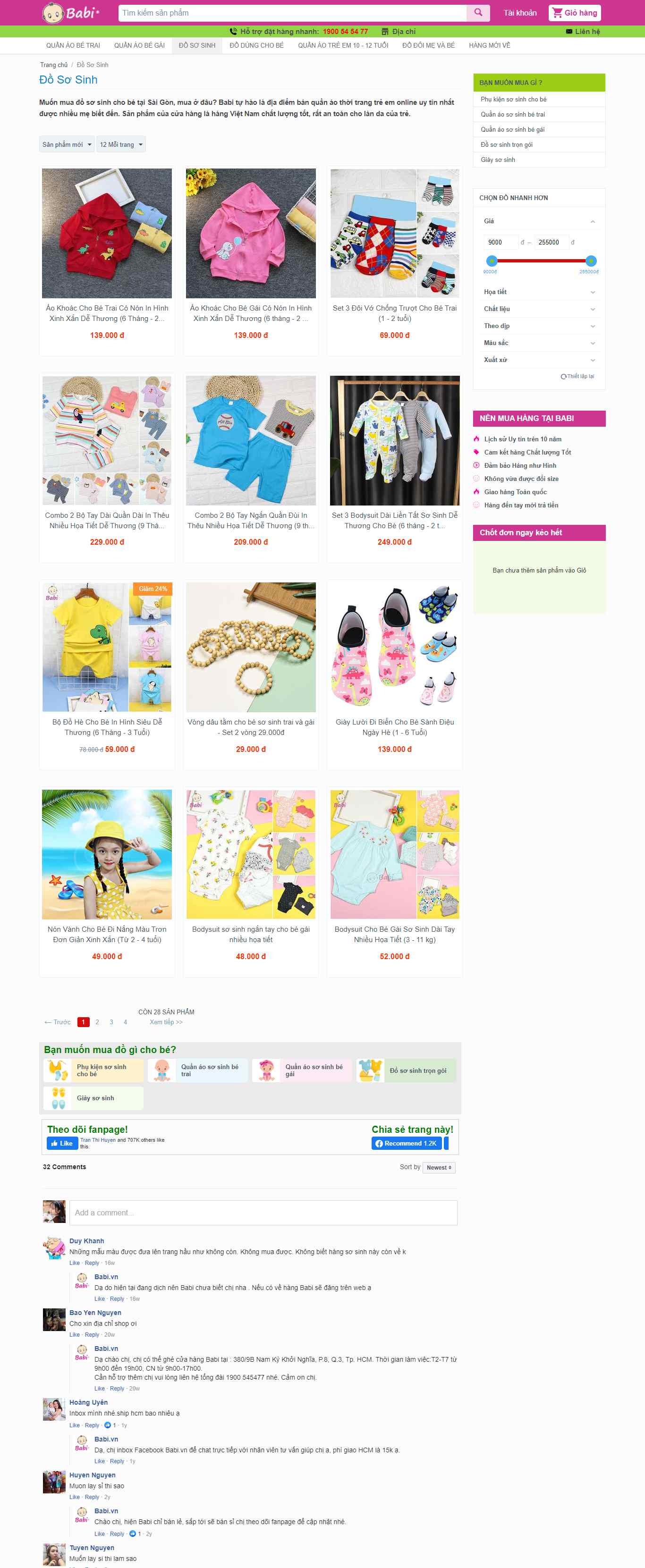 Thiết kế Website web bán đồ sơ sinh - babivn