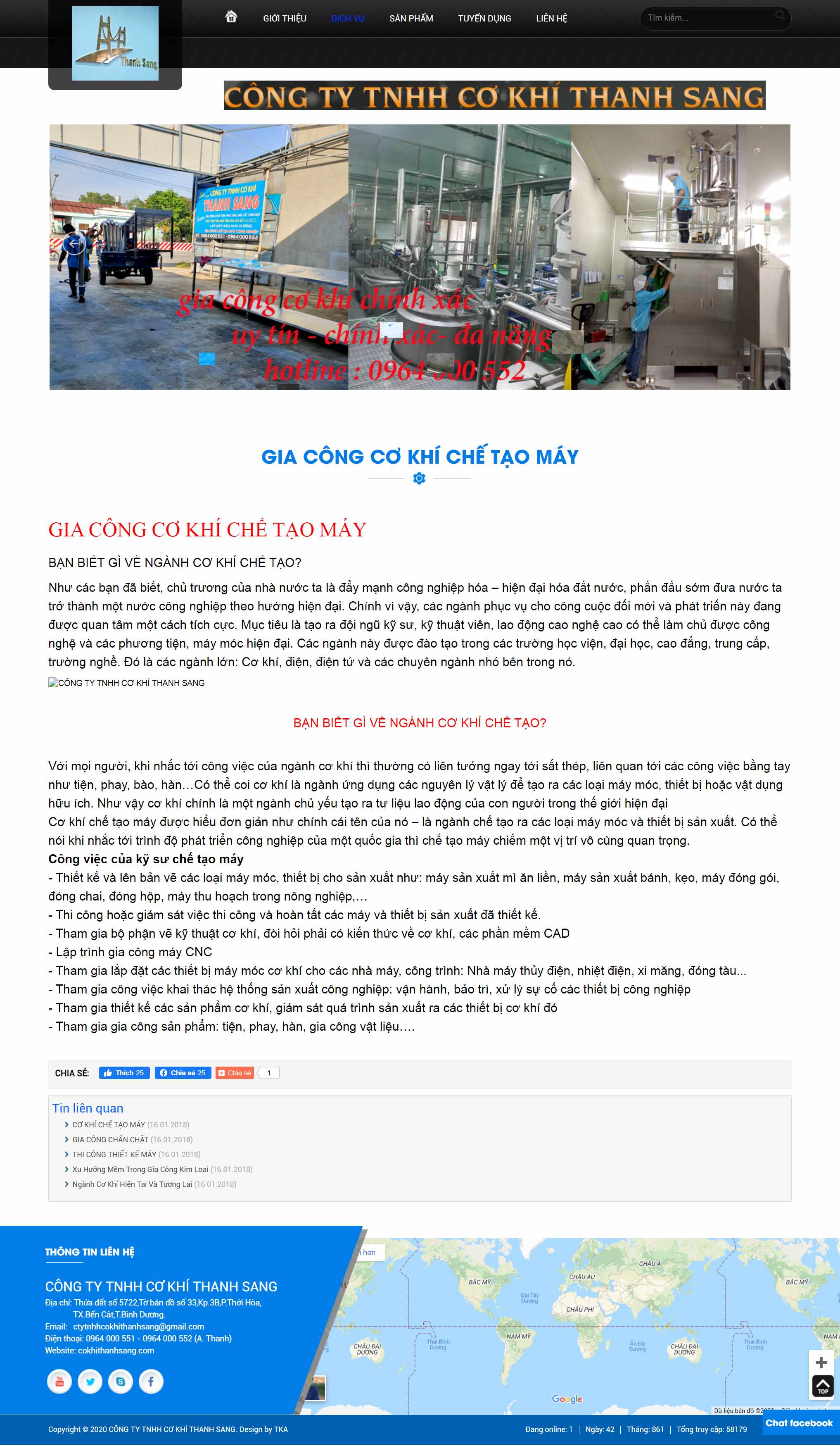 Thiết kế Website Web cơ khí Máy móc - cokhithanhsangcom