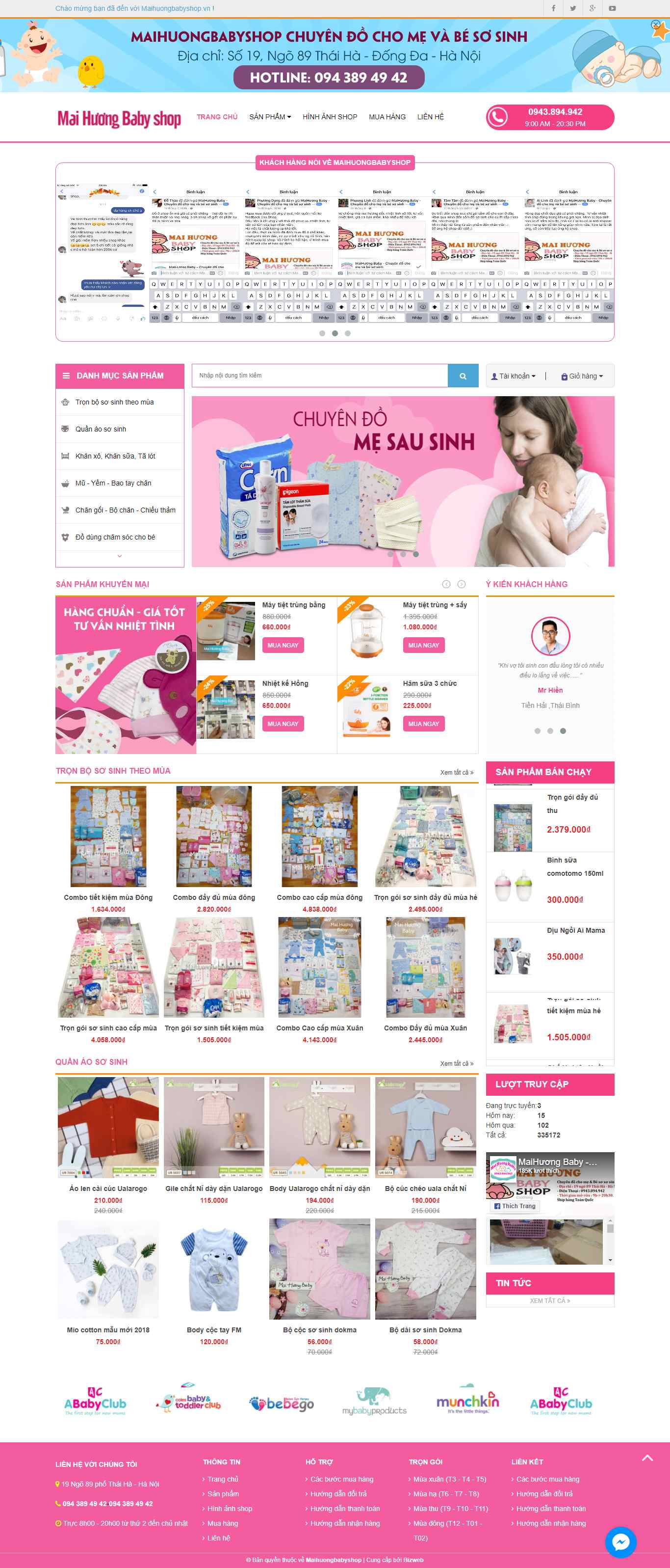Thiết kế Website web bán đồ sơ sinh - maihuongbabyshopvn
