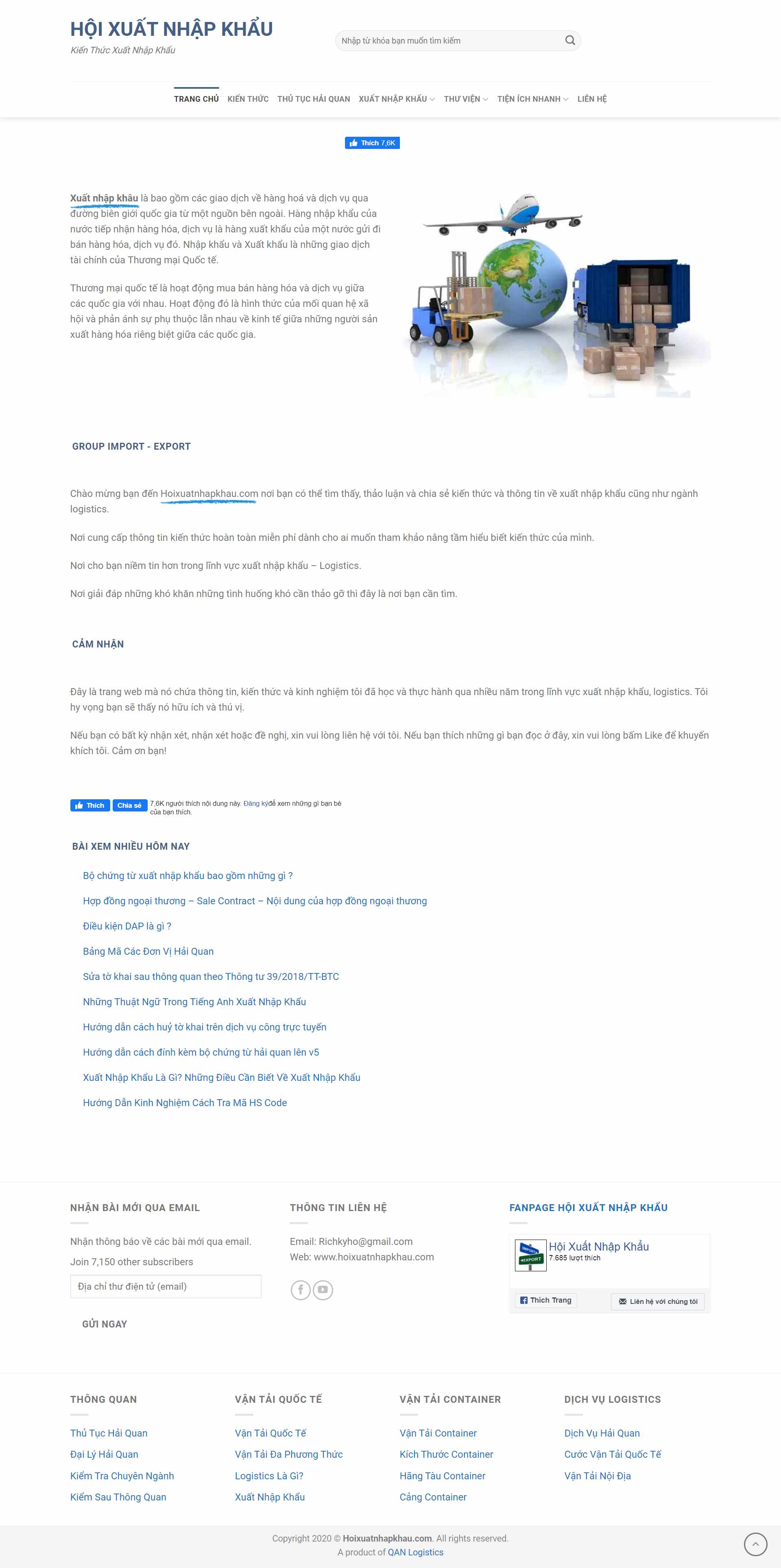 Thiết kế Website Web xuất nhập khẩu - hoixuatnhapkhaucom