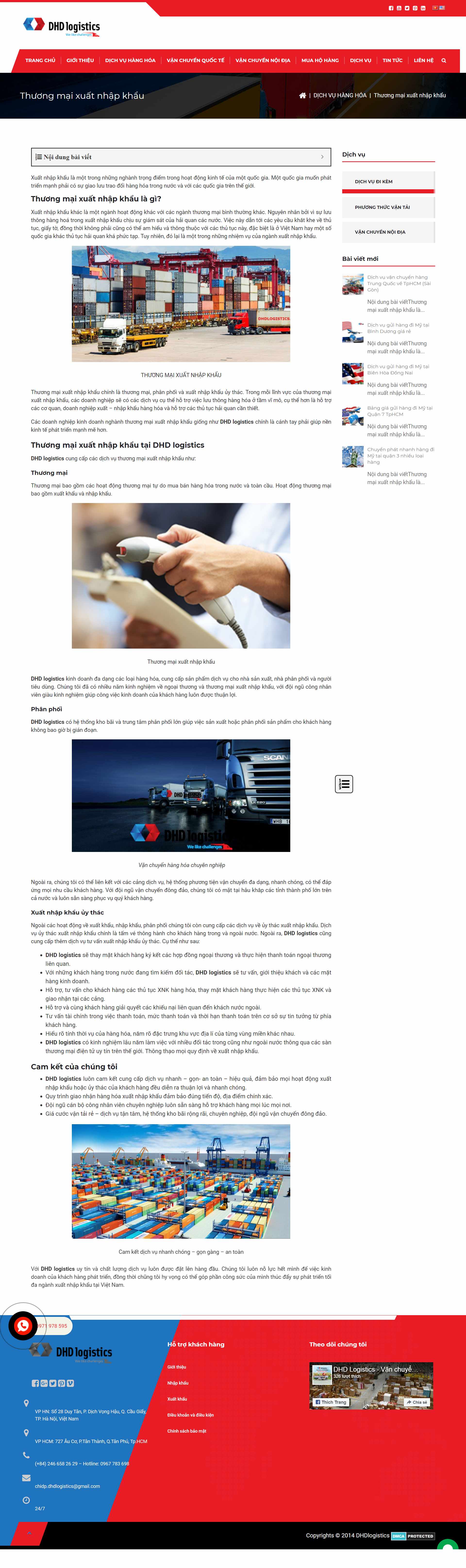 Thiết kế Website Web xuất nhập khẩu - dhdlogisticscom