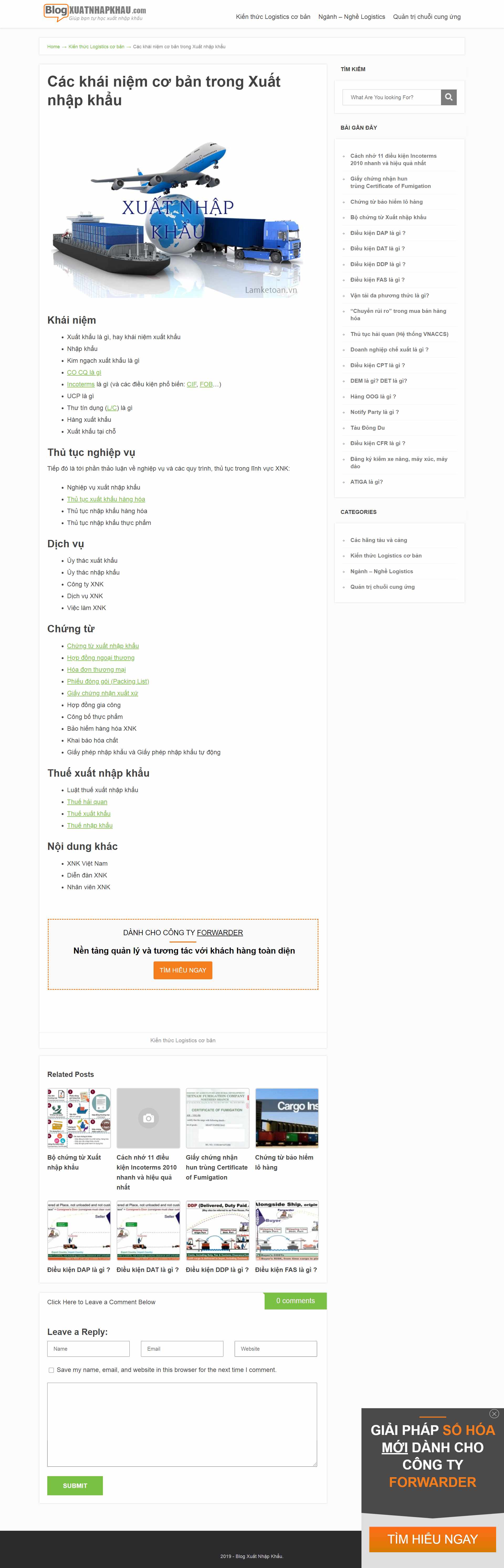 Thiết kế Website Web xuất nhập khẩu - blogxuatnhapkhaucom