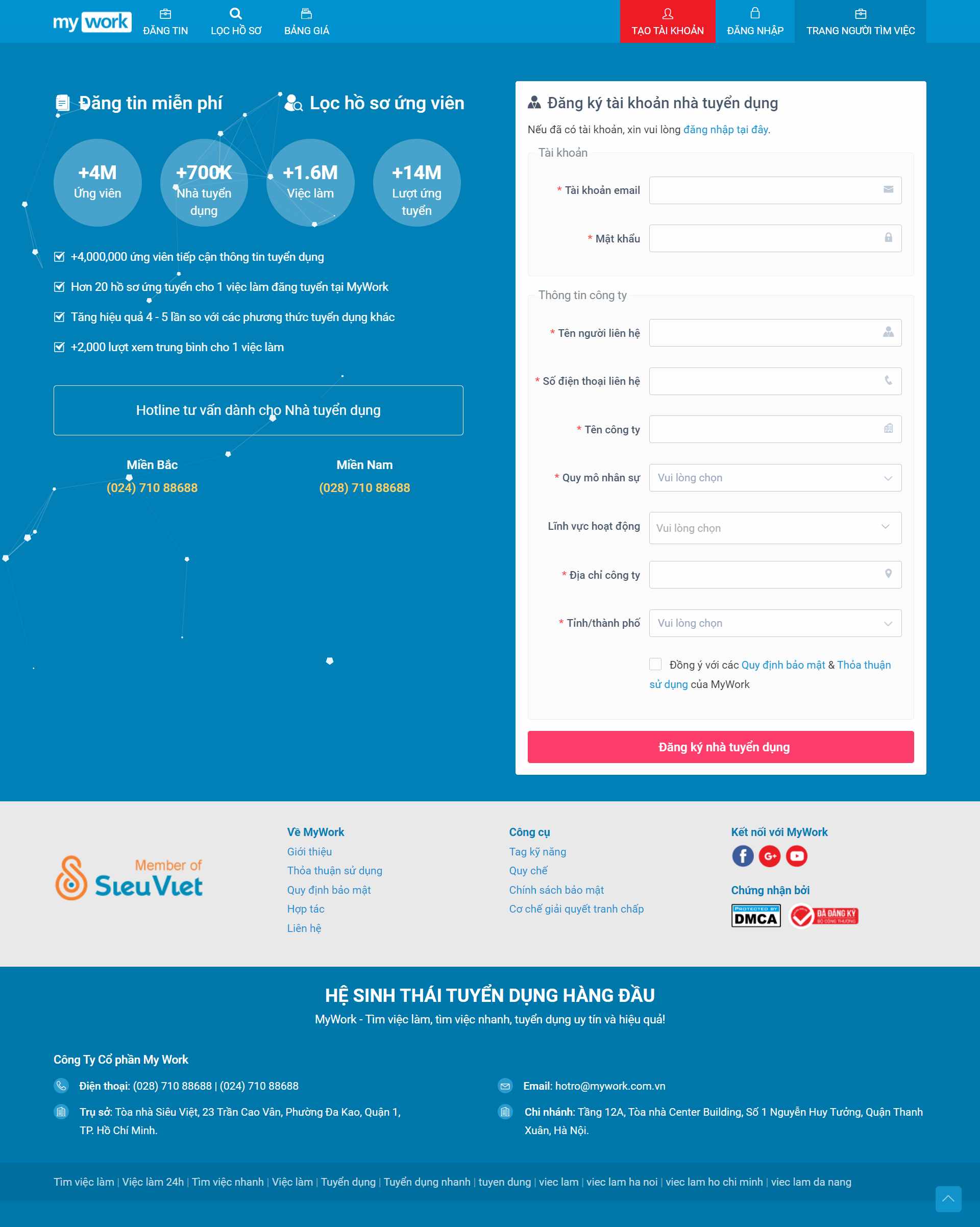 Thiết kế Website Web tuyển dụng Việc làm - myworkcomvn