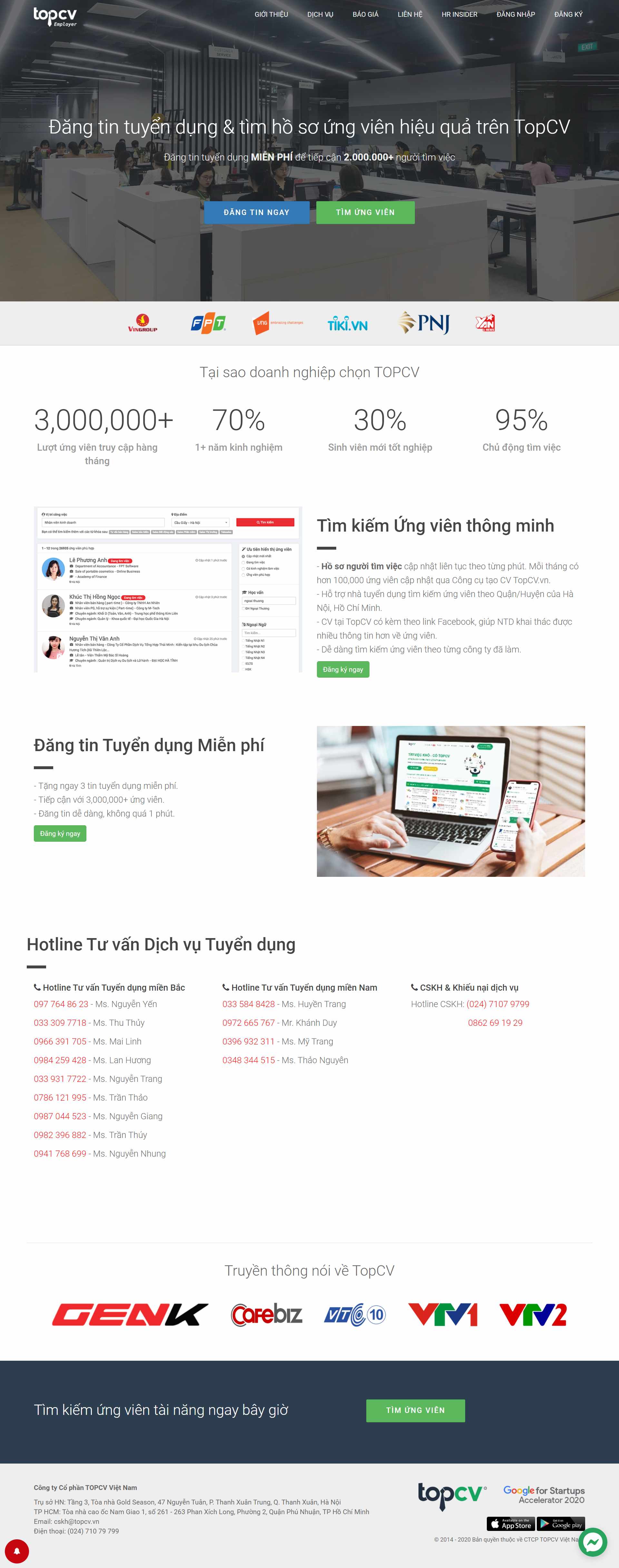 Thiết kế Website Web tuyển dụng Việc làm - tuyendungtopcvvn