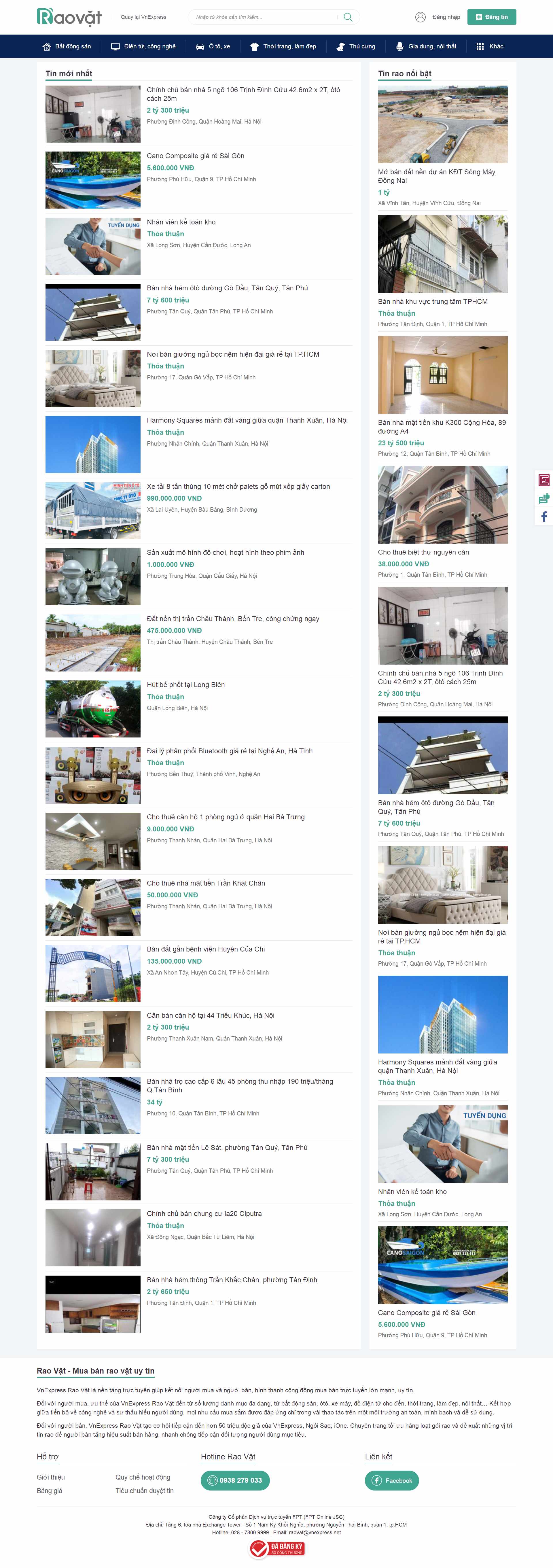 Thiết kế Website Web rao vặt Đấu giá - raovatvnexpressnet