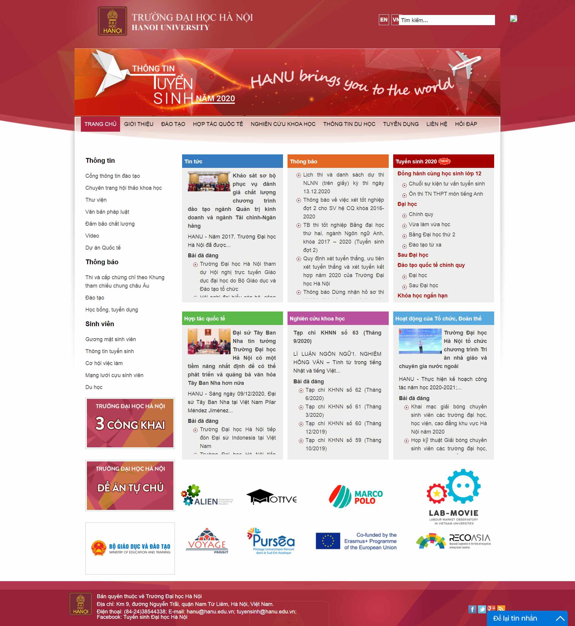 Thiết kế Website web trường đại học - wwwhanuvn