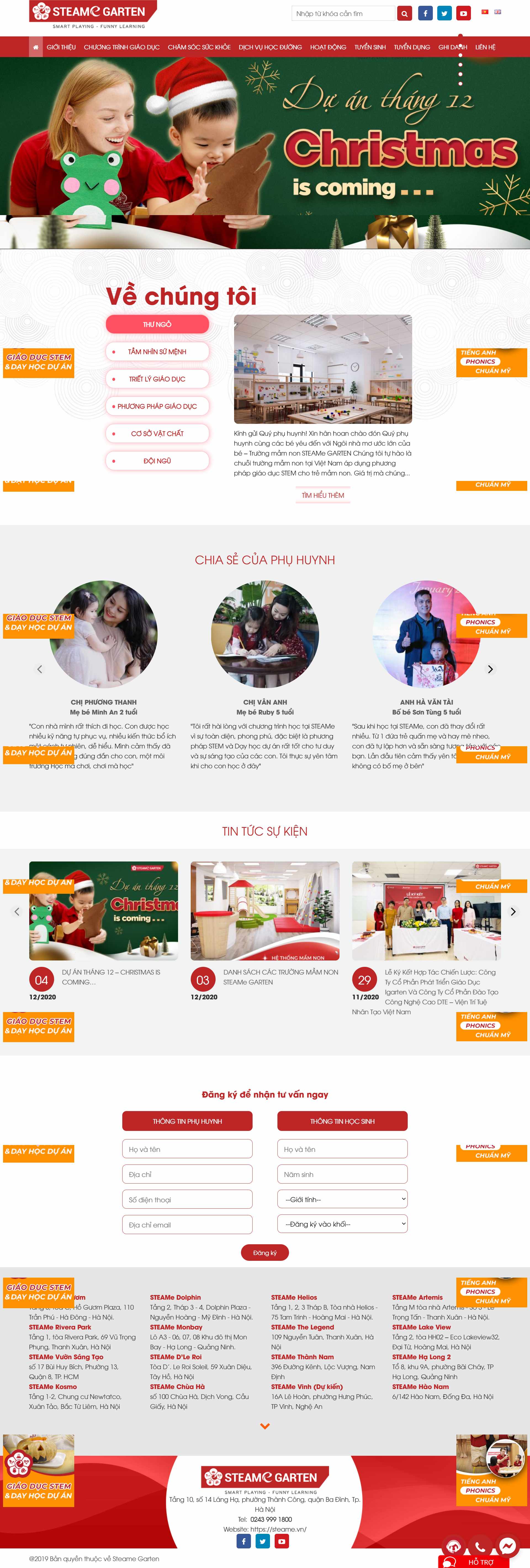 Thiết kế Website web trường mầm non - steamevn