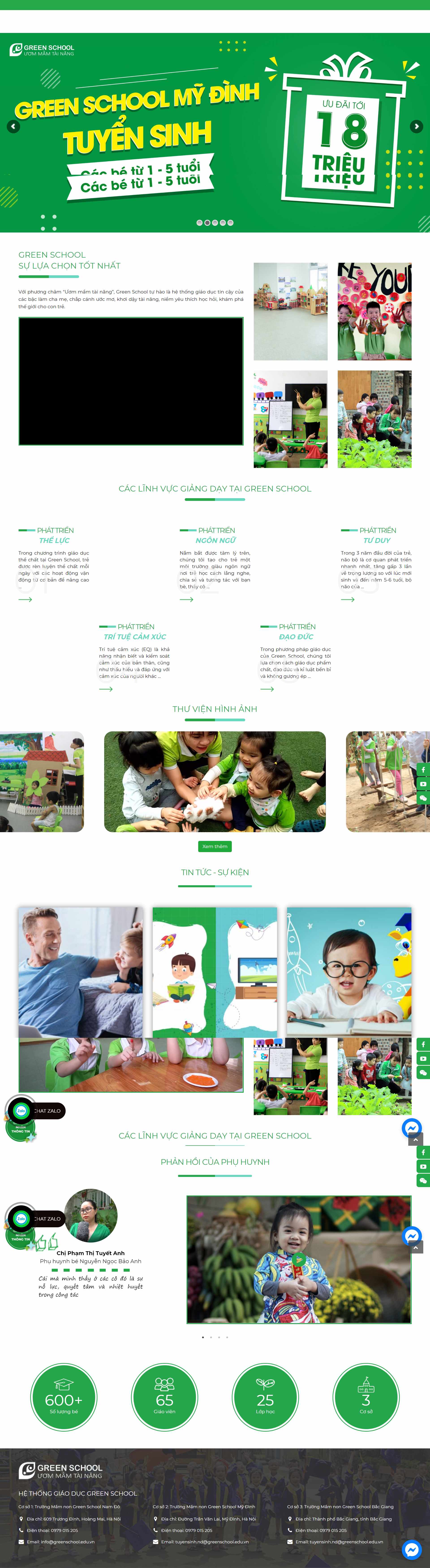 Thiết kế Website web trường mầm non - greenschooleduvn