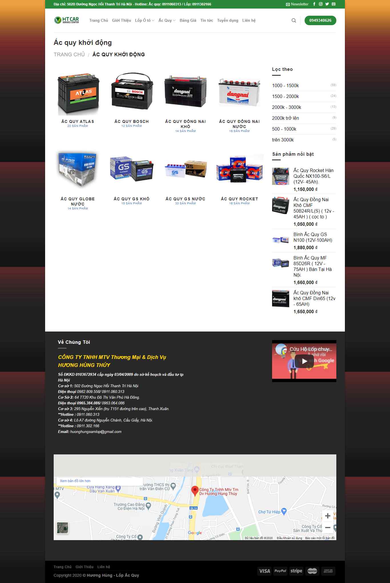 Thiết kế Website web ắc quy ô tô - acquylopvn