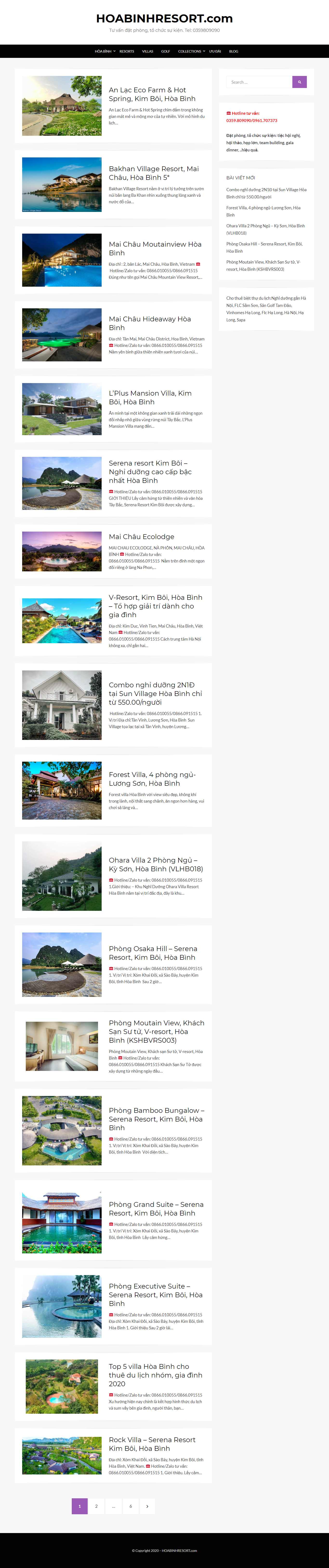 Thiết kế Website Web Nghỉ dưỡng Resort - hoabinhresortcom
