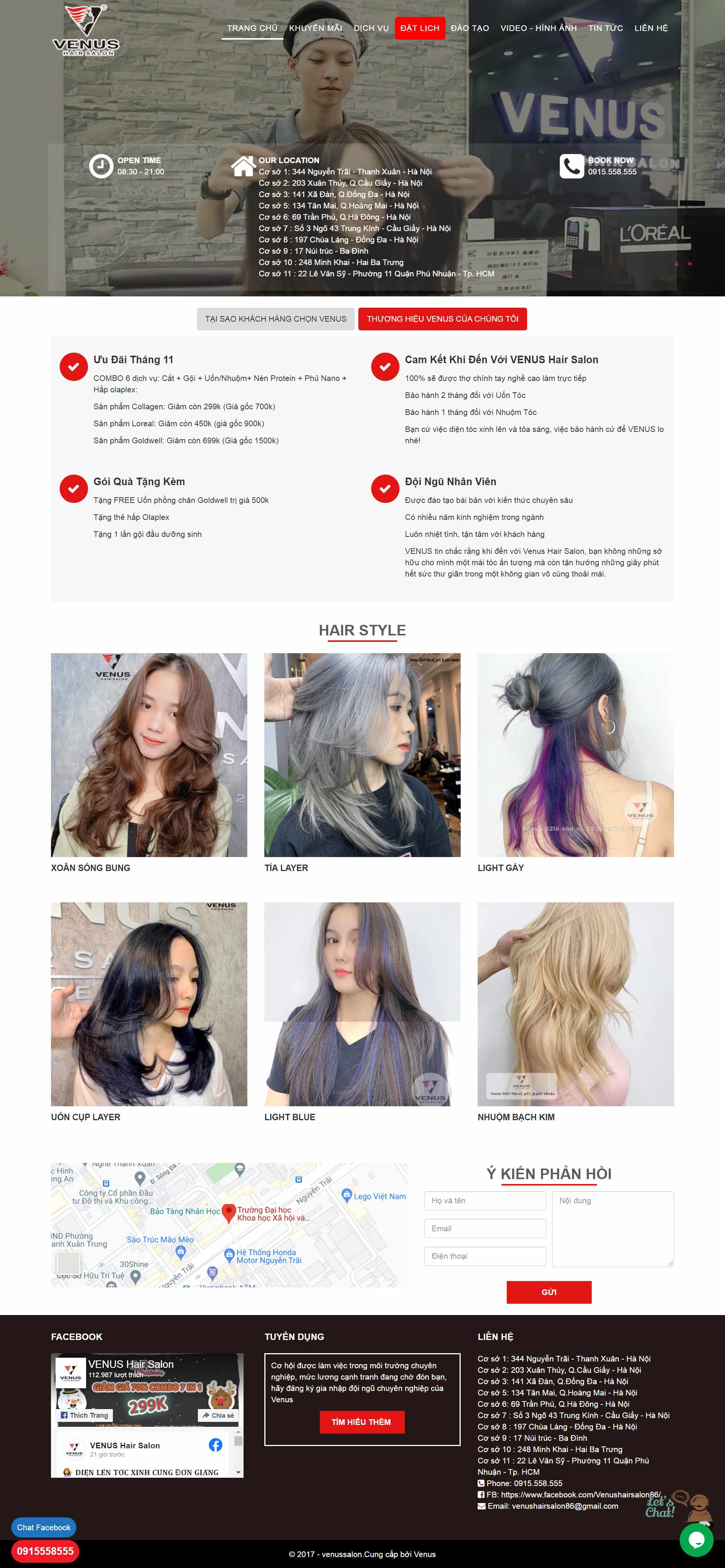 Thiết kế Website Web hiệu cắt tóc hair salon - venushairsalonvn