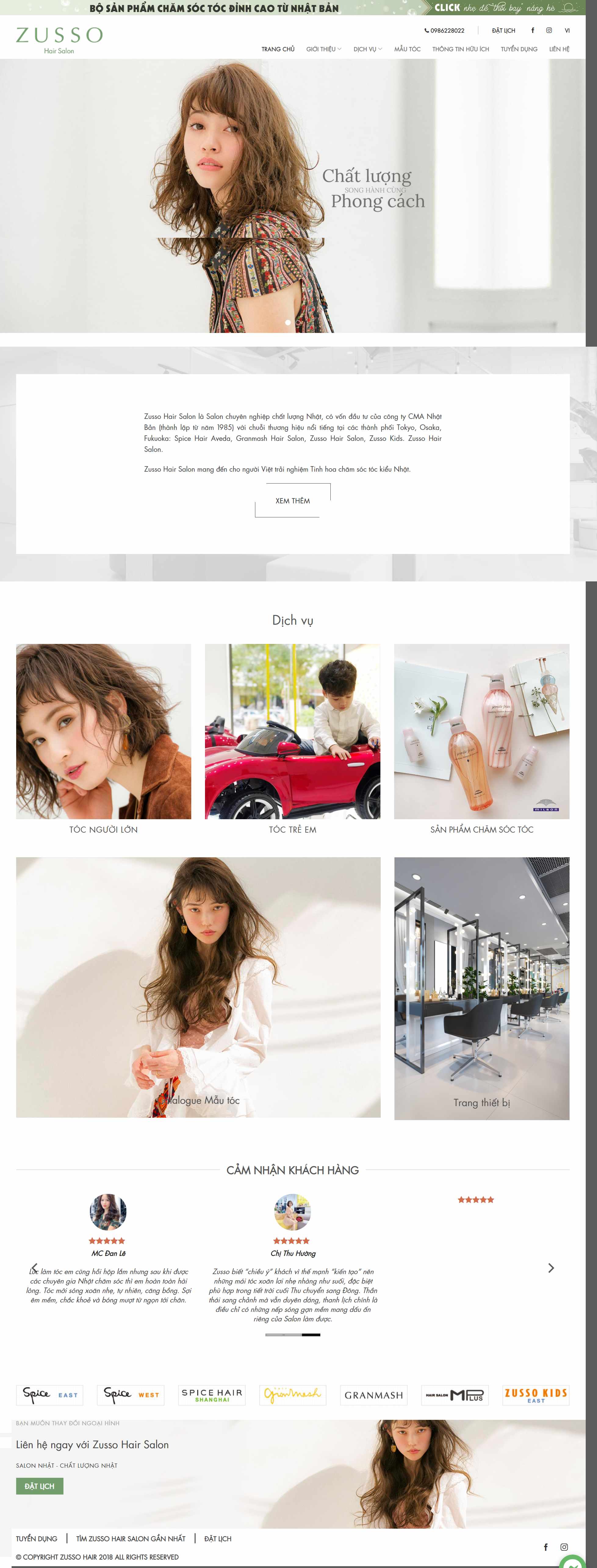 Thiết kế Website Web hiệu cắt tóc hair salon - wwwzussocomvn