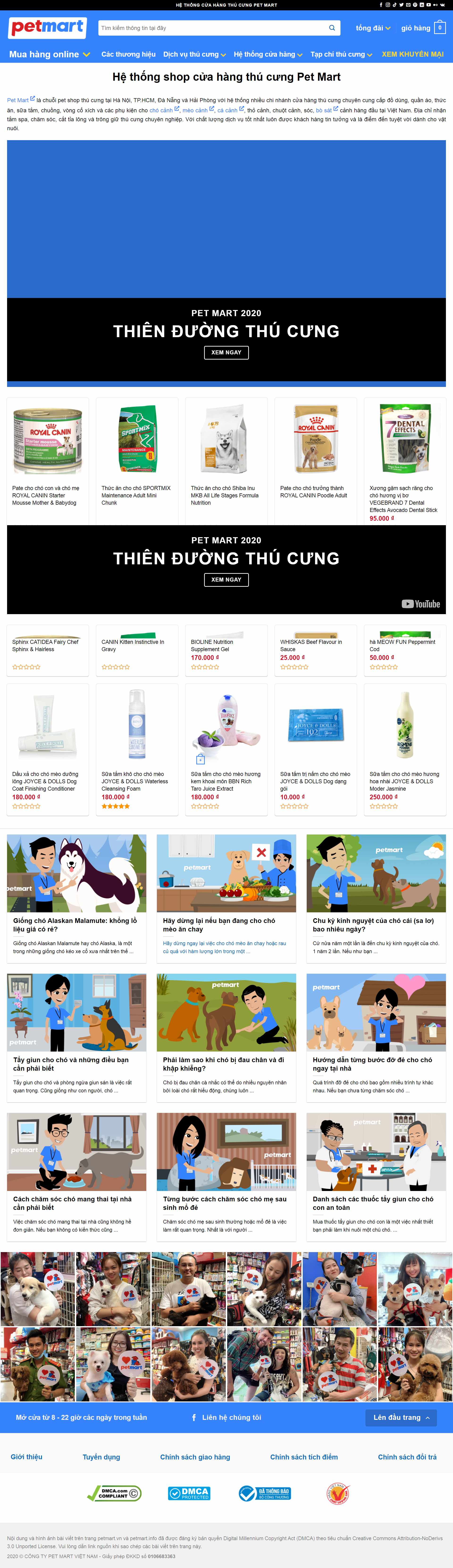 Thiết kế Website Web động vật vật nuôi - wwwpetmartvn