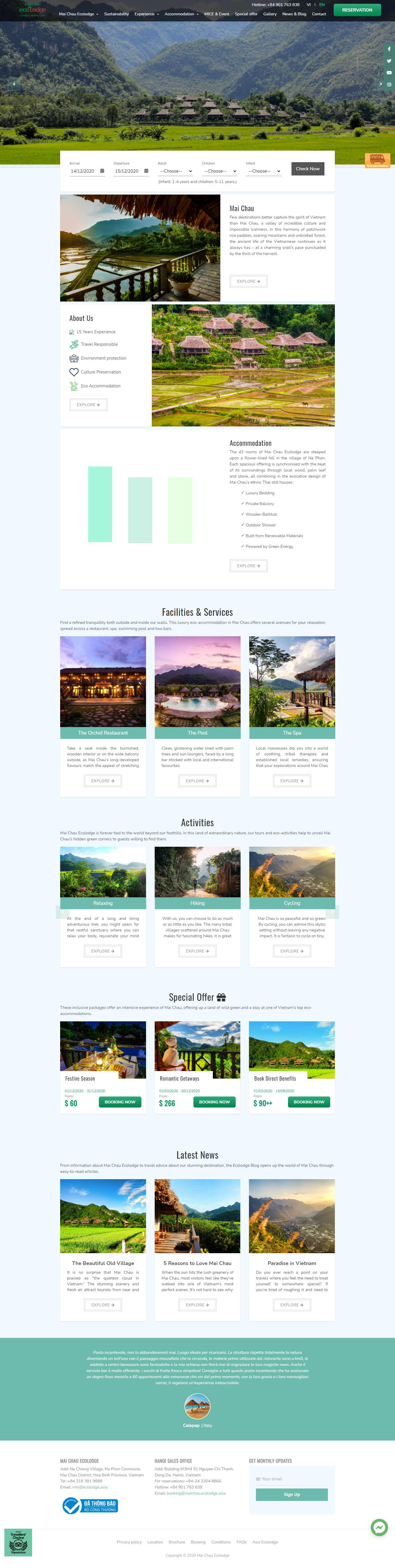 Thiết kế Website Web Nghỉ dưỡng Resort - maichauecolodgeasia