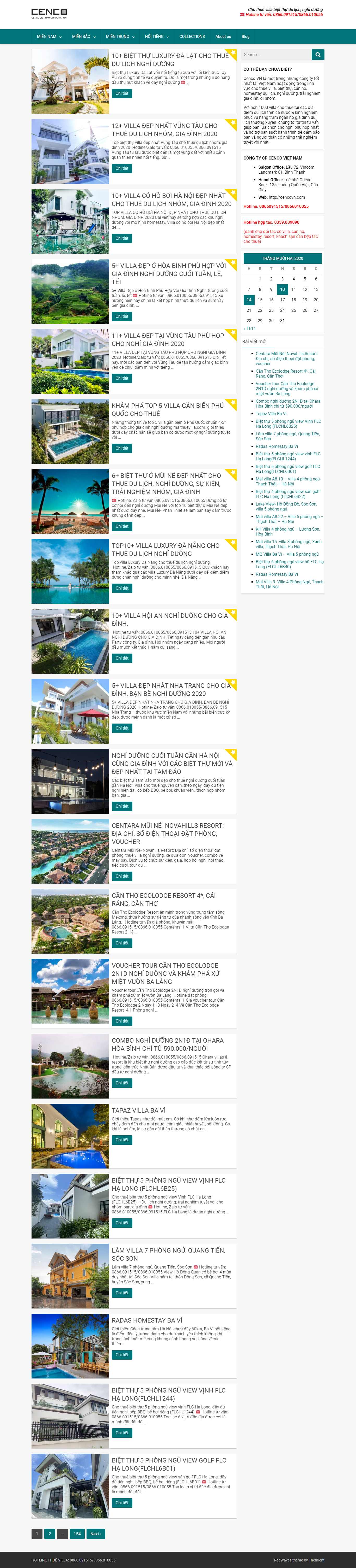 Thiết kế Website Web Nghỉ dưỡng Resort - thuevillacom