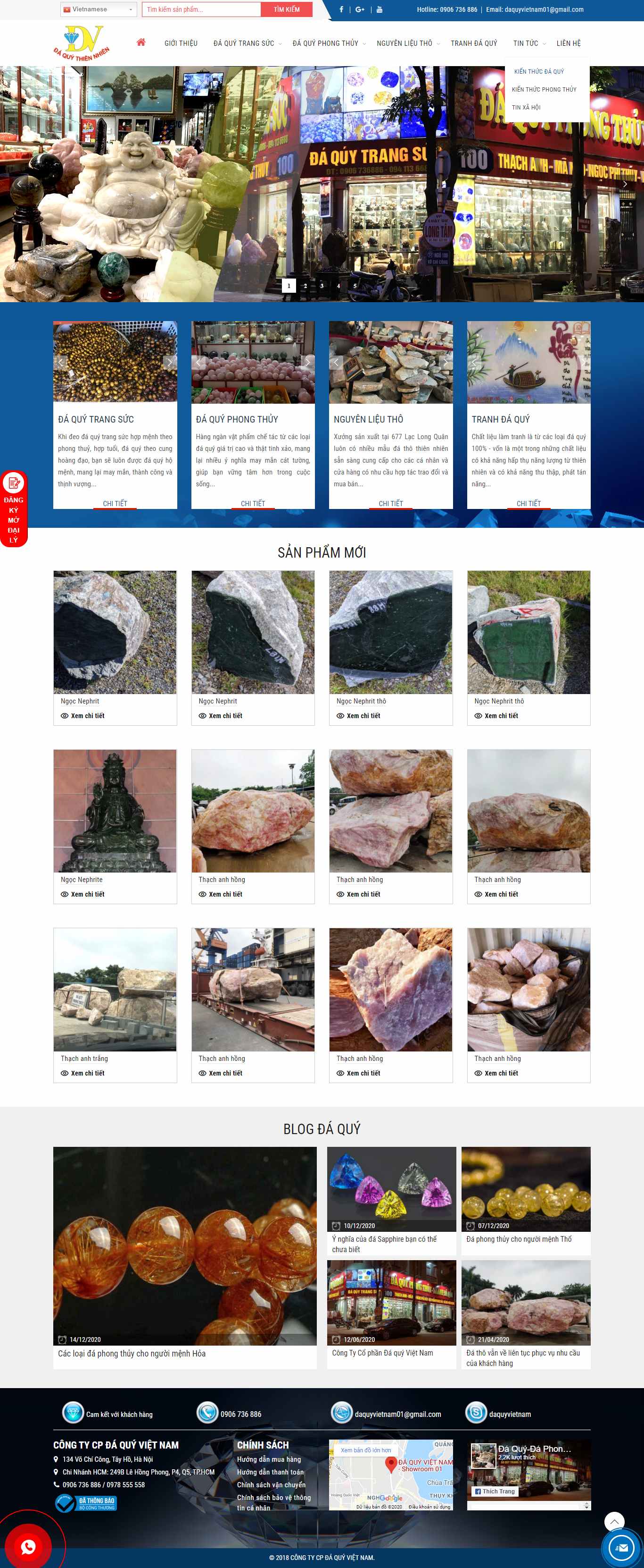 Thiết kế Website web đá phong thủy - daquyvietnamcomvn