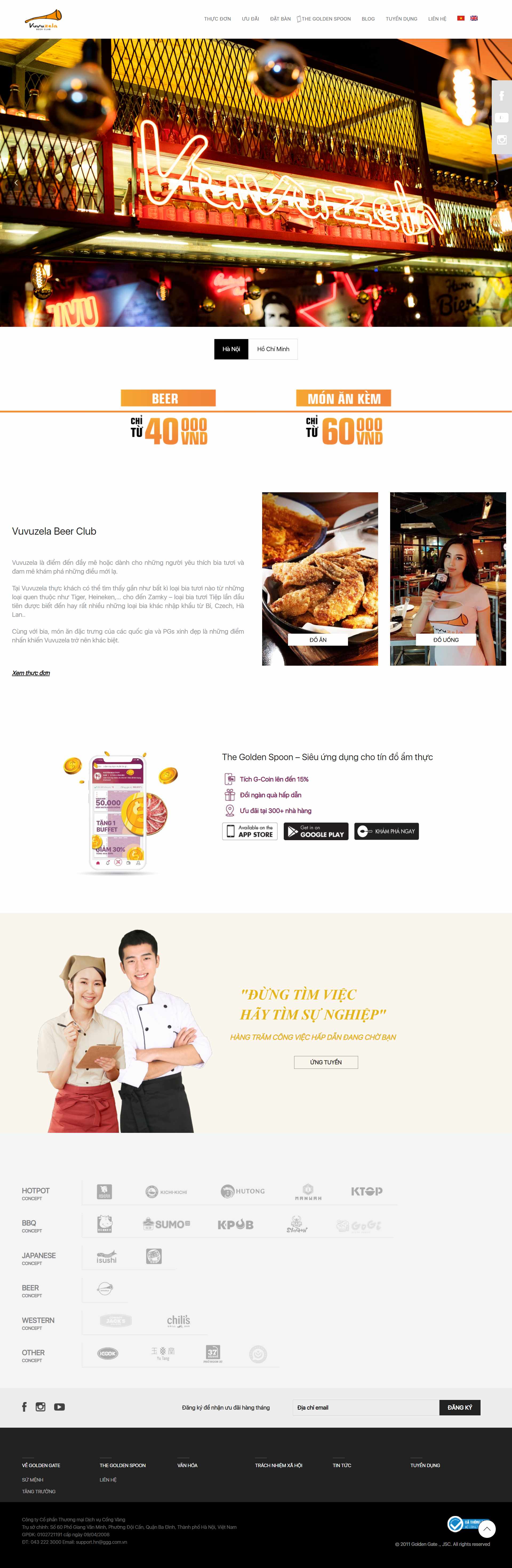 Thiết kế Website Web quán bar - vuvuzelacomvn
