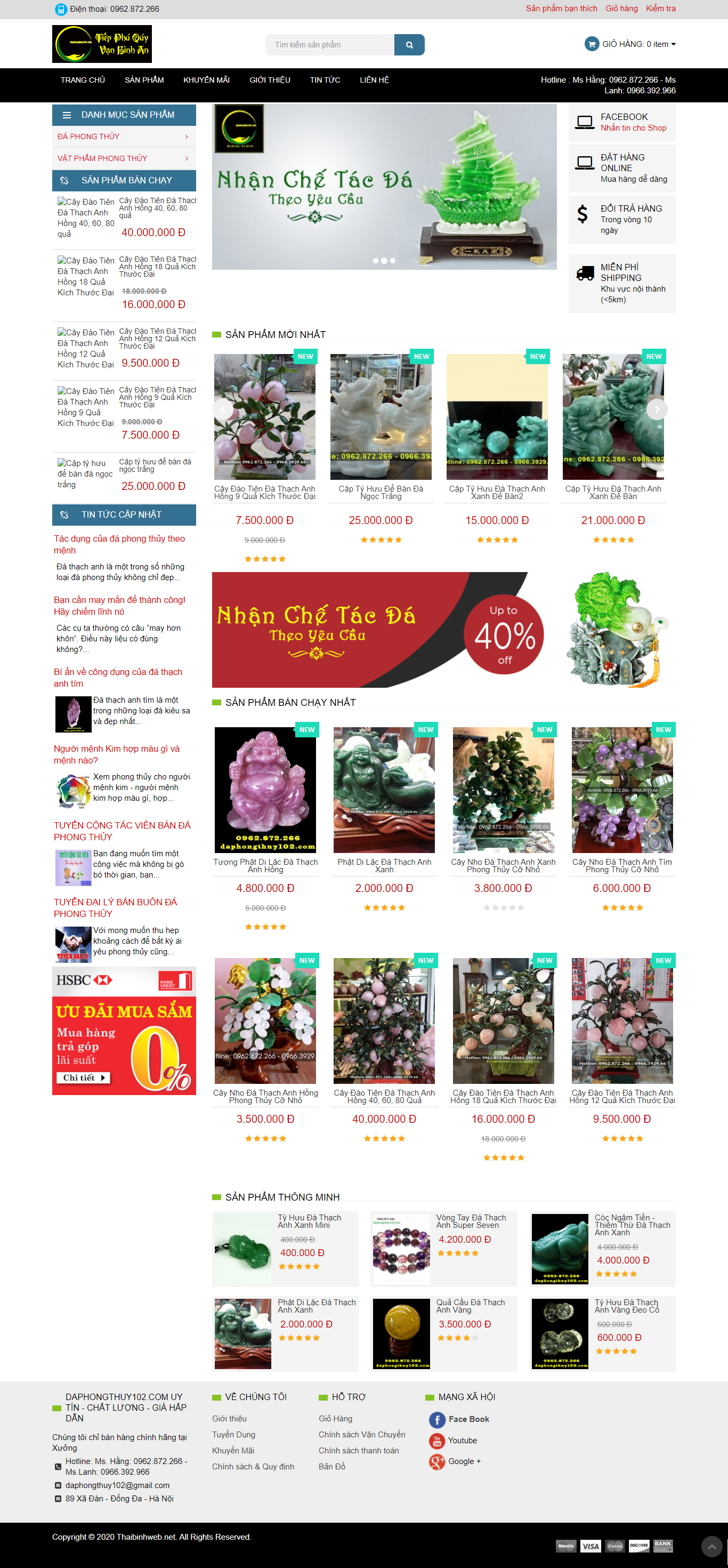 Thiết kế Website web đá phong thủy - daphongthuy102com