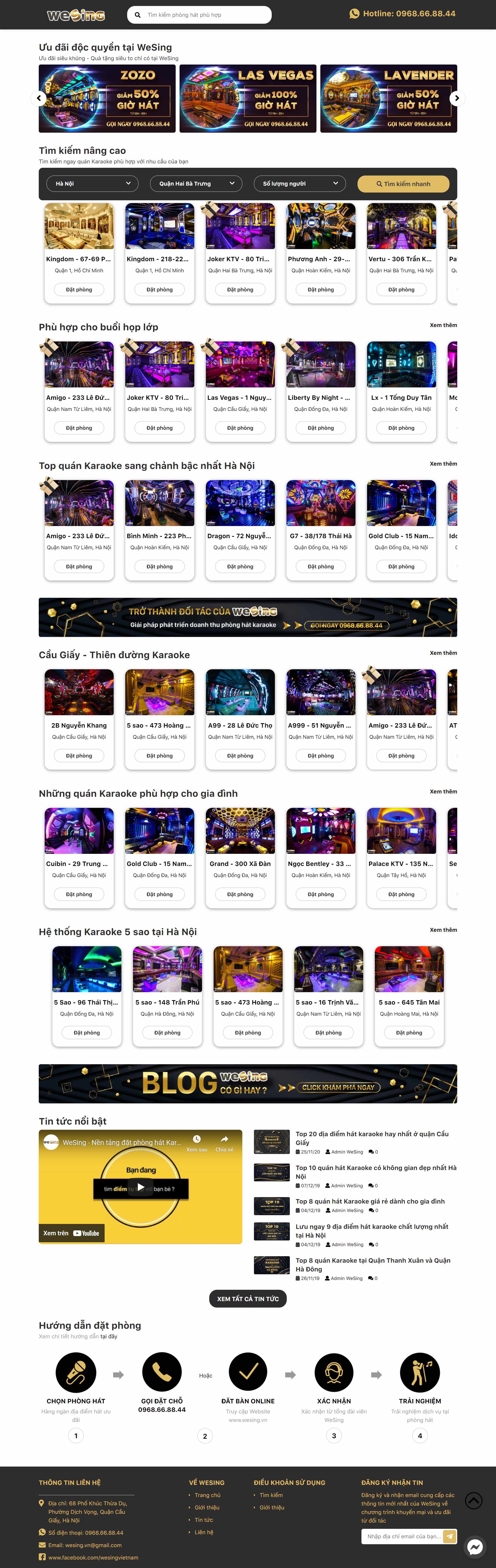Thiết kế Website Web quán karaoke - wwwwesingvn