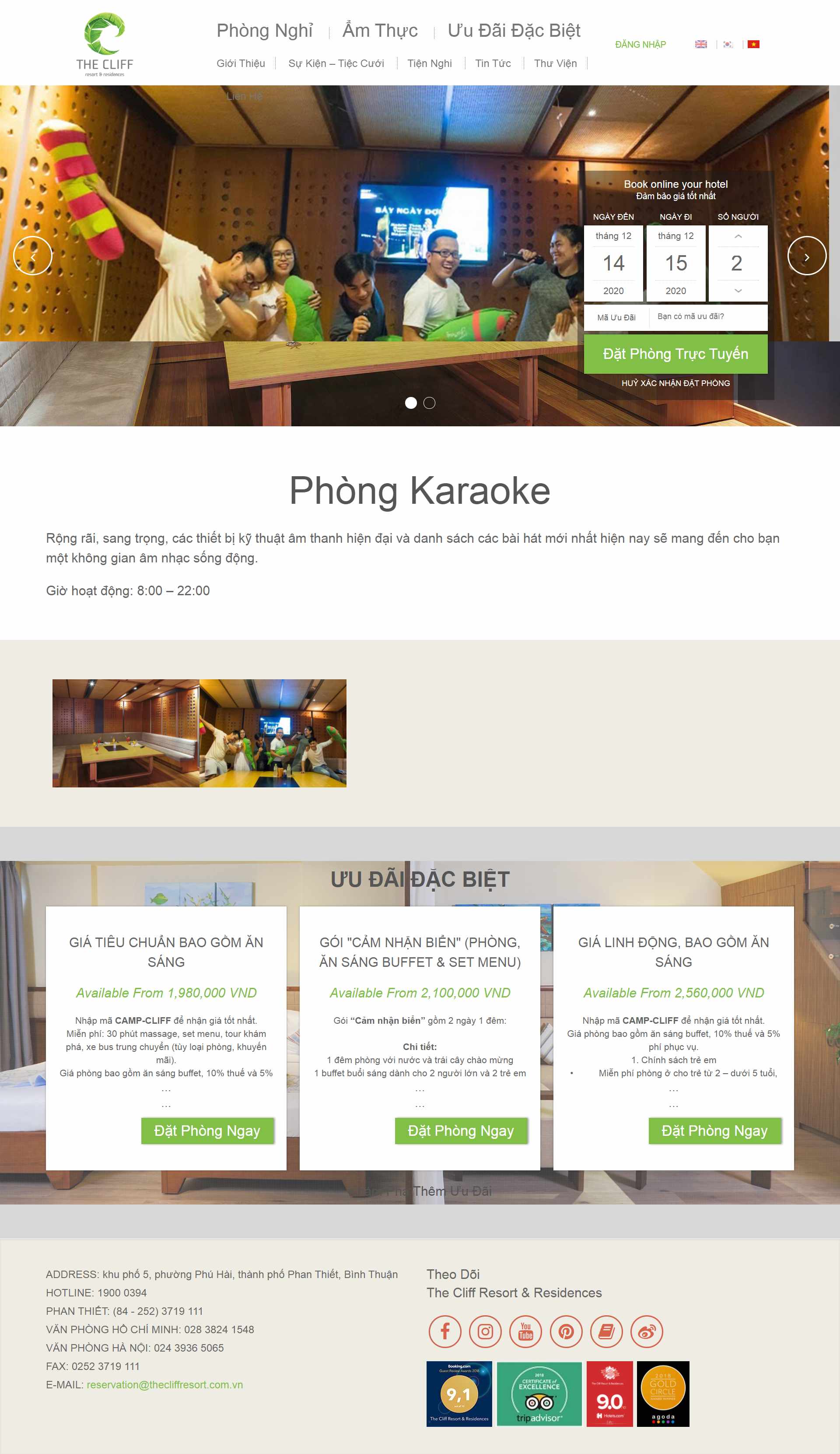 Thiết kế Website Web quán karaoke - wwwthecliffresortcomvn
