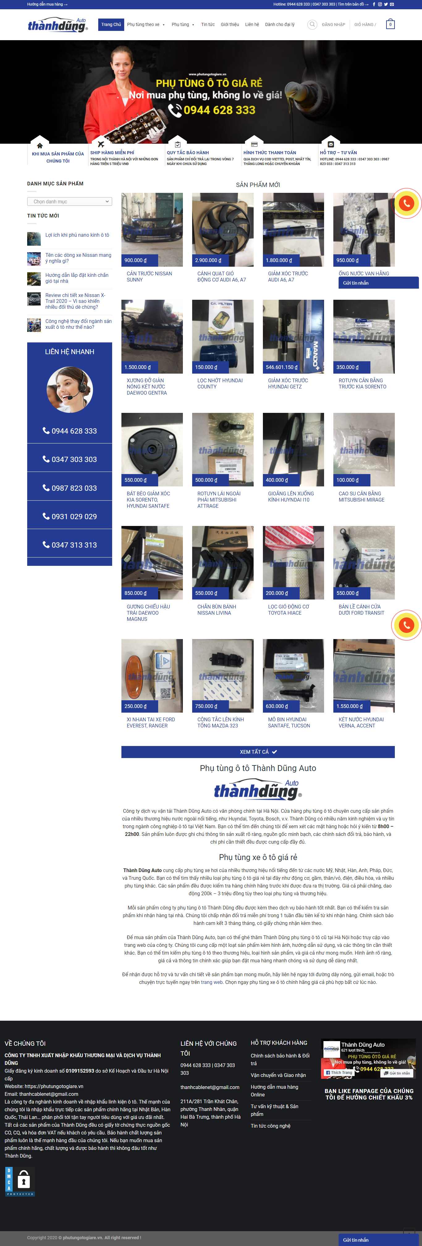 Thiết kế Website Web phụ tùng ô tô - phutungotogiarevn