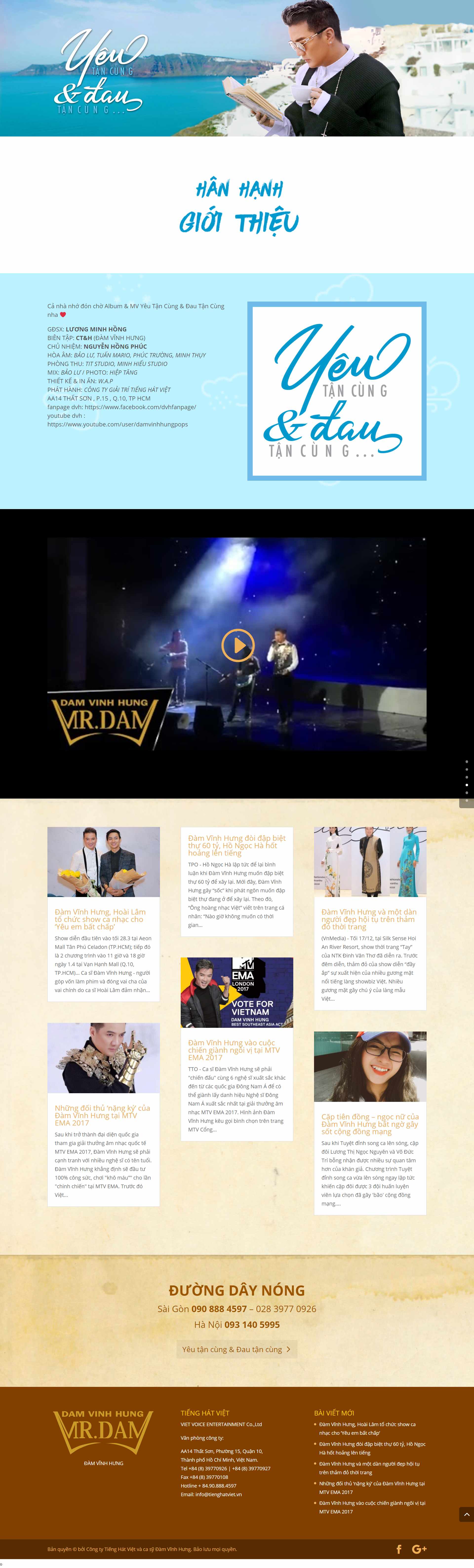 Thiết kế Website Web Nghệ Sĩ Ca sĩ - damvinhhungws