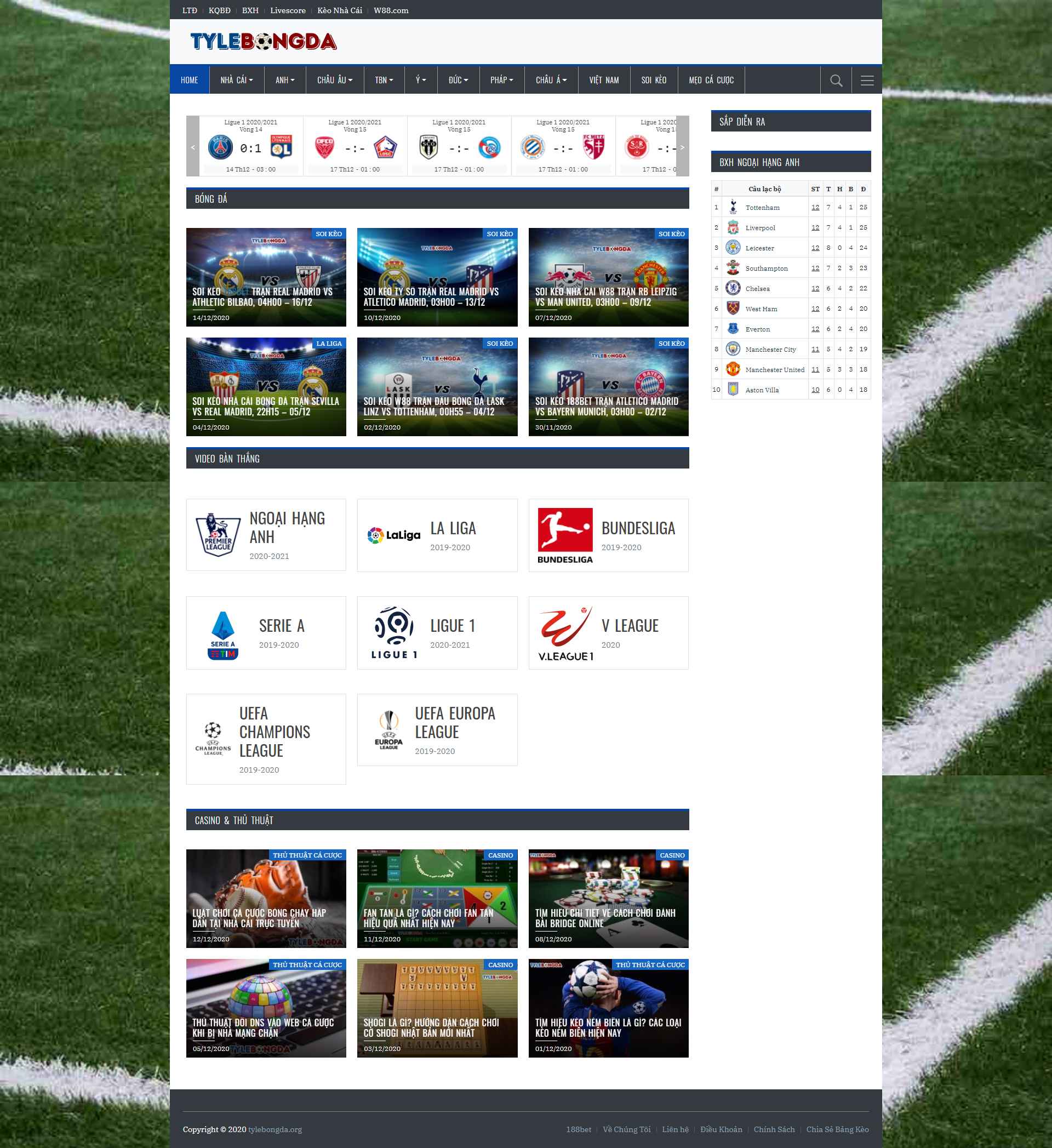 Thiết kế Website web cá cược bóng đá - tylebongdaorg