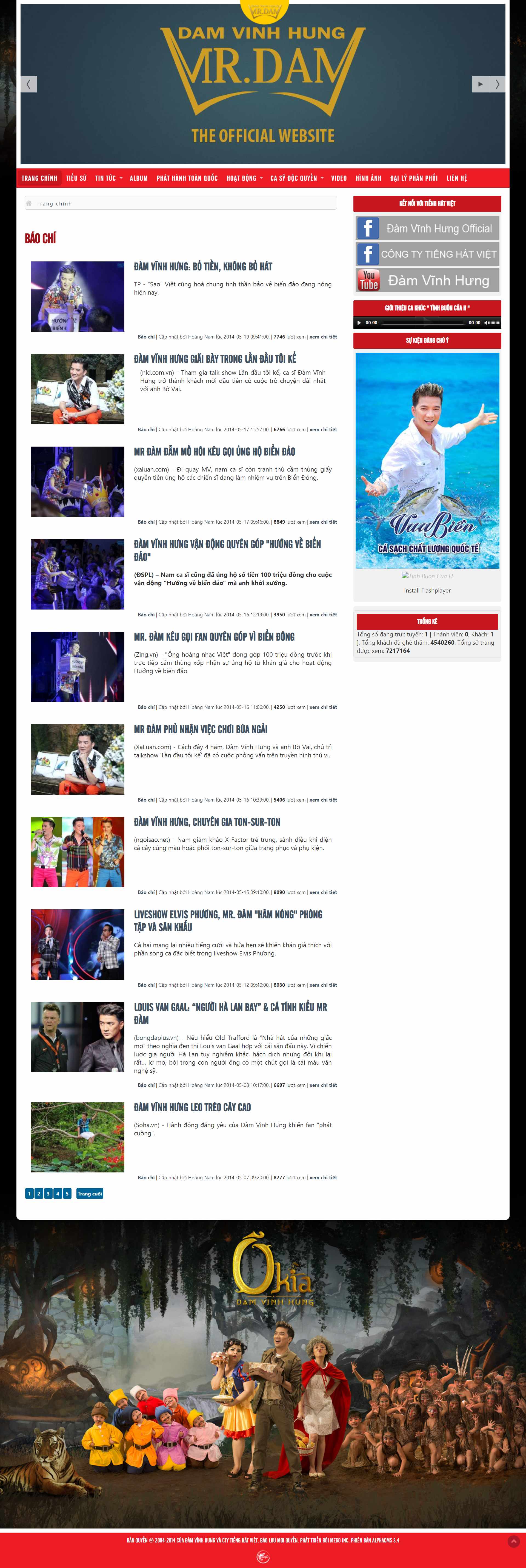 Thiết kế Website Web Nghệ Sĩ Ca sĩ - newsdamvinhhungws