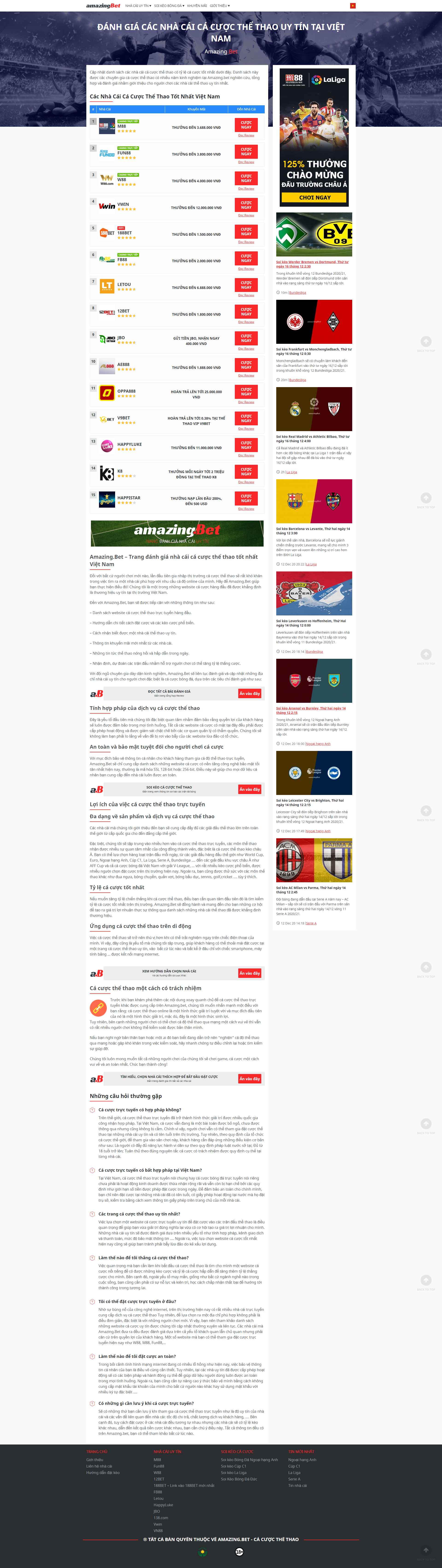 Thiết kế Website web cá cược bóng đá - wwwamazingbet