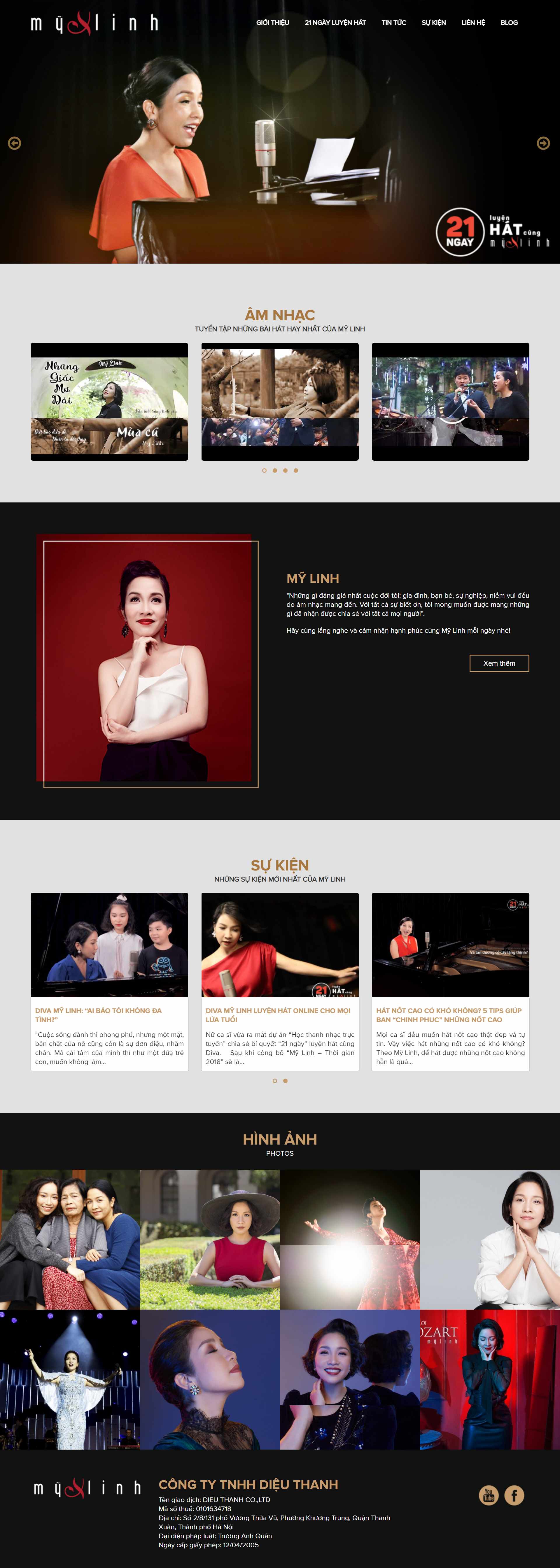 Thiết kế Website Web Nghệ Sĩ Ca sĩ - wwwmylinhme