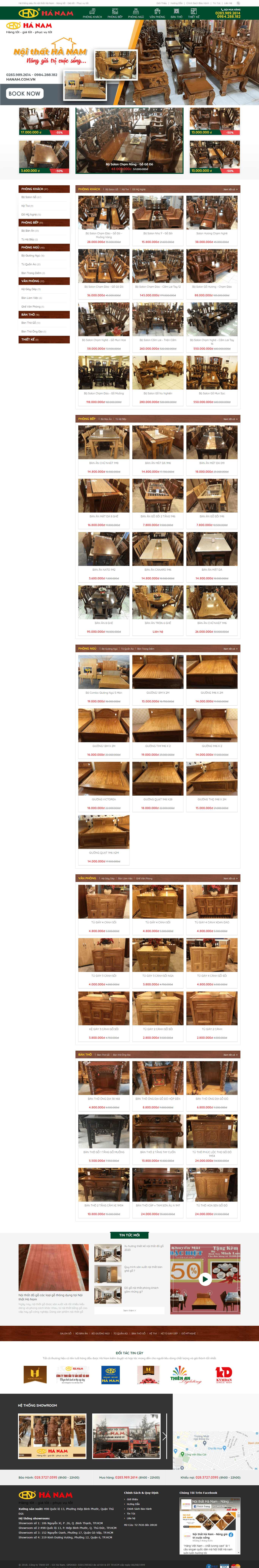 Thiết kế Website Web Đồ Gỗ Nội Thất - hanamcomvn